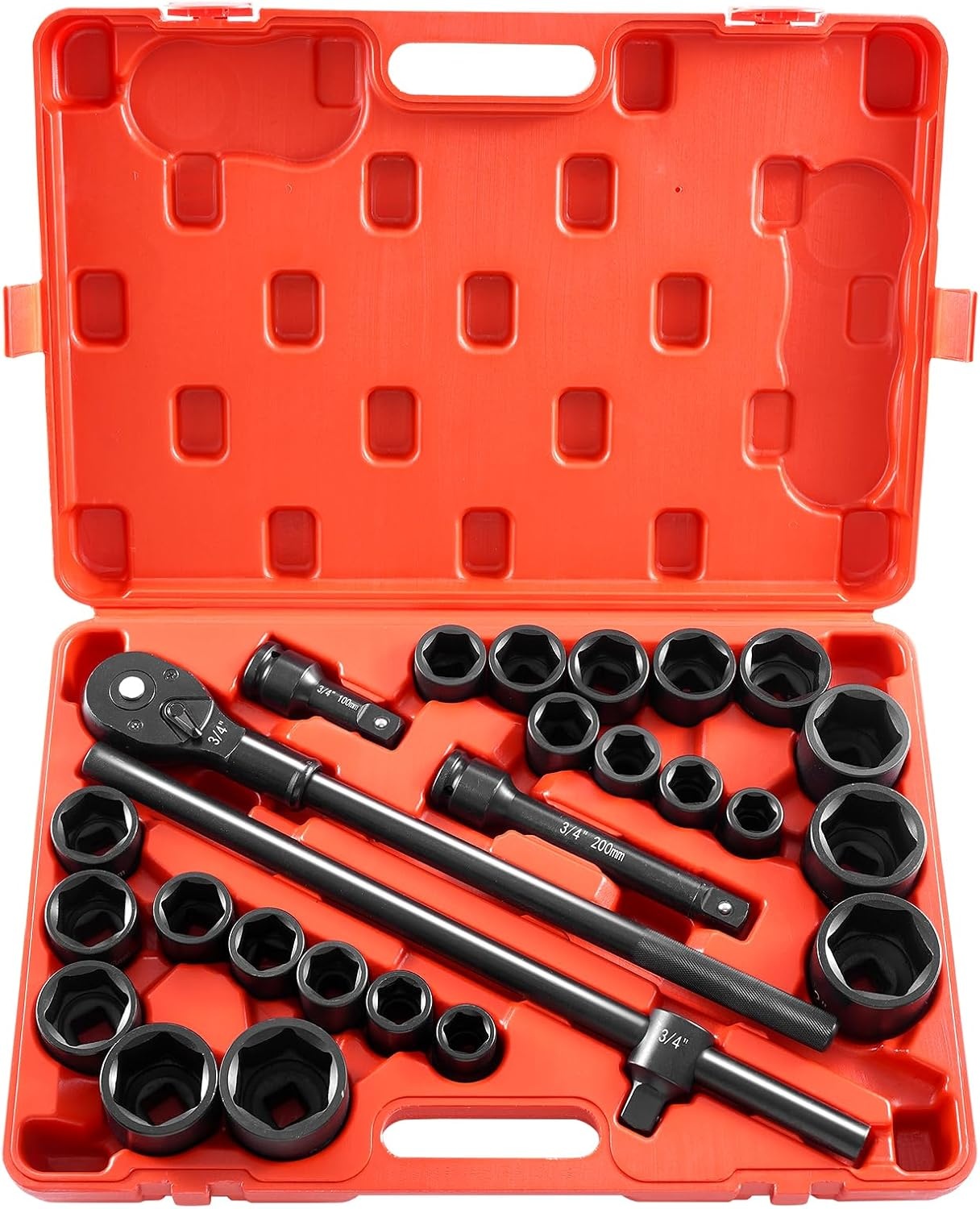 image:imageVEVOR Impact Drive Socket Set 12 Inches 19 Piece Impact Sockets SAE Standard Socket Assortment 38 Inches to 112 Inches 6point Hex Sockets34 27PCS