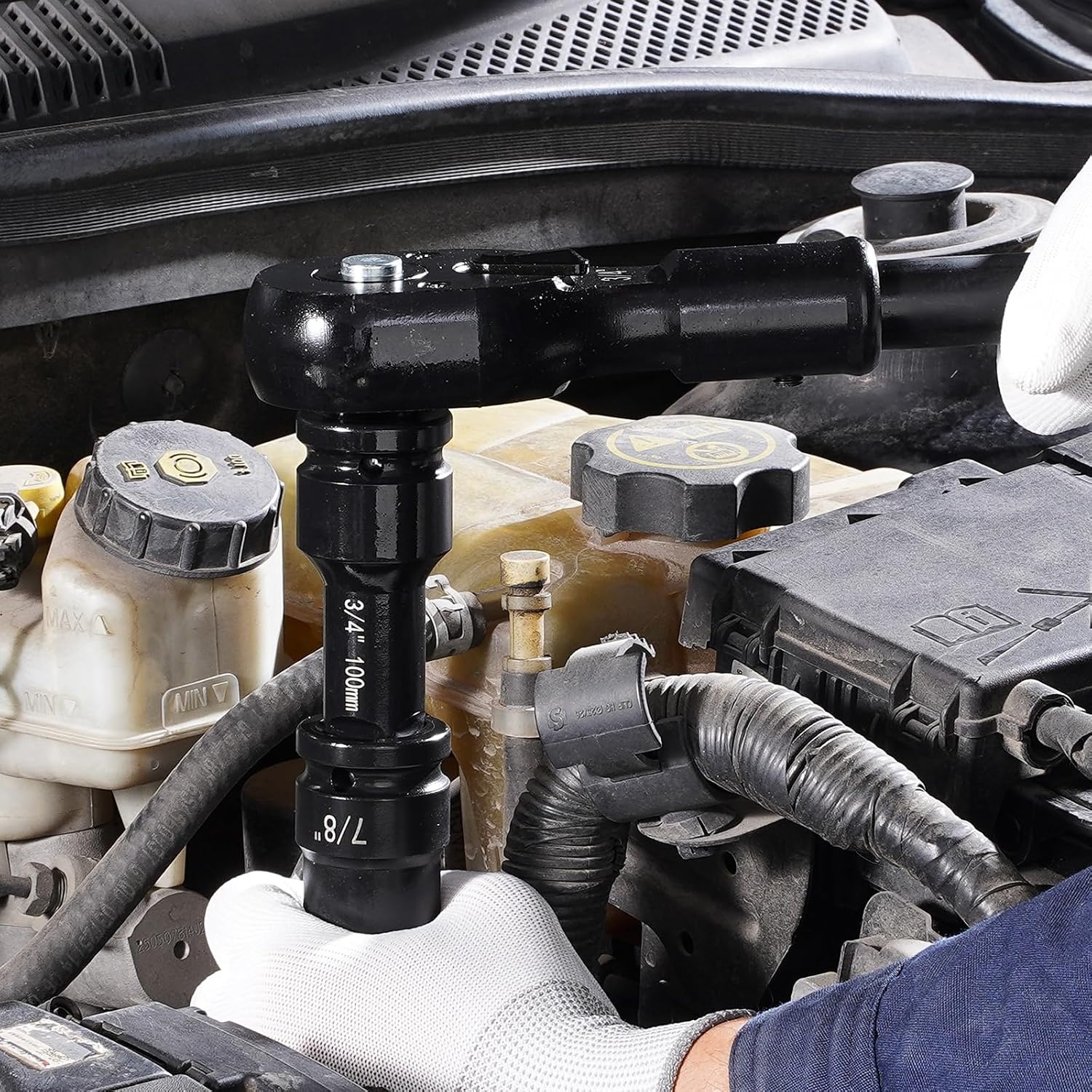 image:imageVEVOR Impact Drive Socket Set 12 Inches 19 Piece Impact Sockets SAE Standard Socket Assortment 38 Inches to 112 Inches 6point Hex Sockets34 27PCS