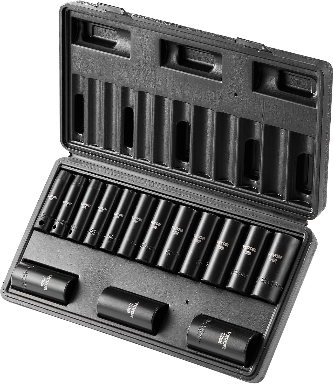 image:imageVEVOR Impact Drive Socket Set 12 Inches 19 Piece Impact Sockets SAE Standard Socket Assortment 38 Inches to 112 Inches 6point Hex Sockets38 15PCS CRMO