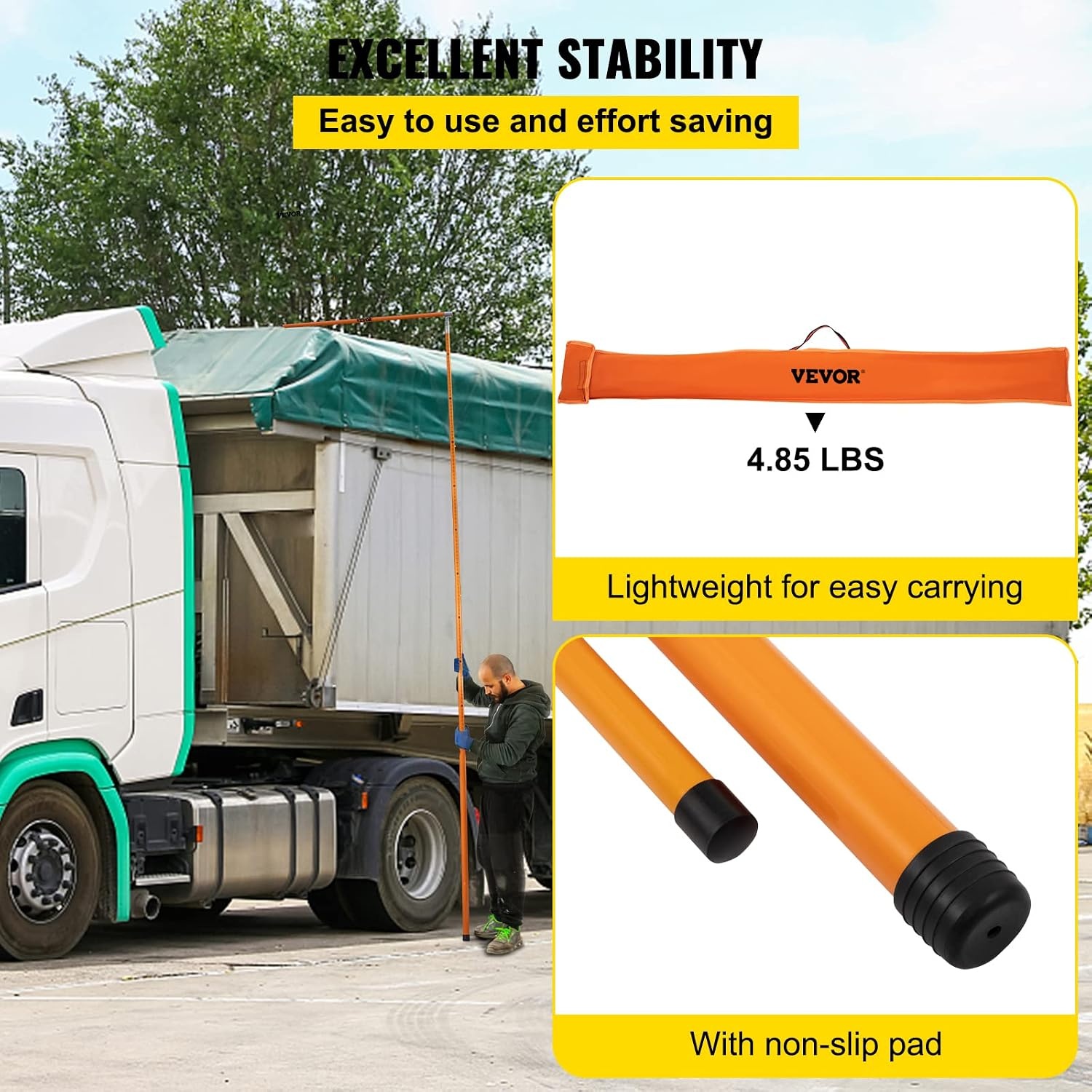 image:imageVEVOR Load Height Measuring Stick 20 Sturdy Fiberglass Truck Height Stick with Adjustable Pole Nonconductive Truck Height Measuring Stick with Carrying Bag Height Stick for Trucks Car Haulers15ft