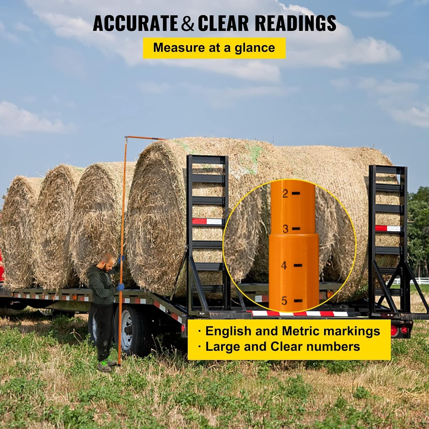 image:imageVEVOR Load Height Measuring Stick 20 Sturdy Fiberglass Truck Height Stick with Adjustable Pole Nonconductive Truck Height Measuring Stick with Carrying Bag Height Stick for Trucks Car Haulers15ft