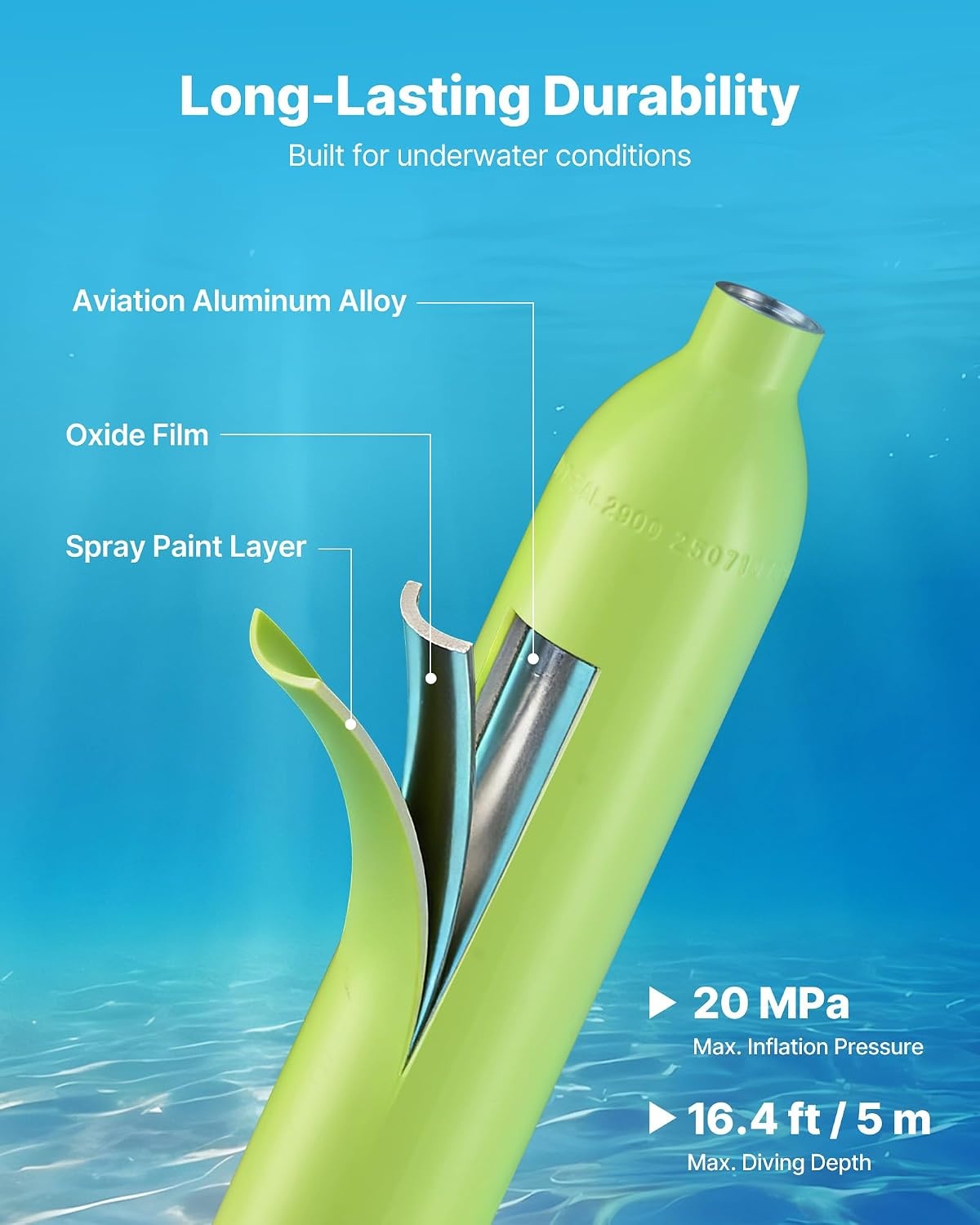 image:imageVEVOR Mini Scuba Tank 05L Portable Diving Tank for Underwater Breathing Reusable Lung Diving Cylinder up to 10 Minutes Dive Time Emergency Rescue Pony Bottle with Refill Adapter for Snorkeling