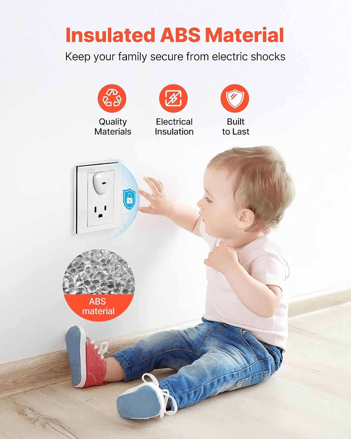 image:imageVEVOR Outlet Covers 70 Pack Plug Covers for Electrical Outlets Secure Electric Socket Protector Caps with Shock Prevention Easy Installation Insulated ABS for Home Wall Power Sockets White