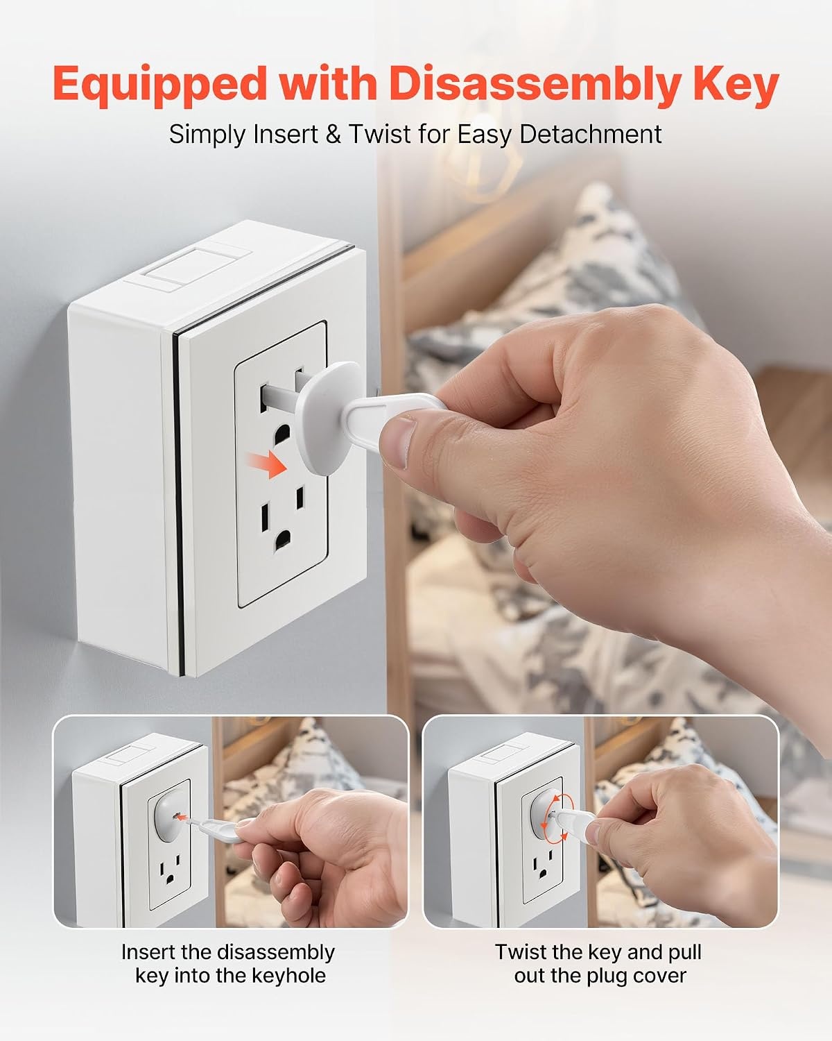 image:imageVEVOR Outlet Covers 70 Pack Plug Covers for Electrical Outlets Secure Electric Socket Protector Caps with Shock Prevention Easy Installation Insulated ABS for Home Wall Power Sockets White