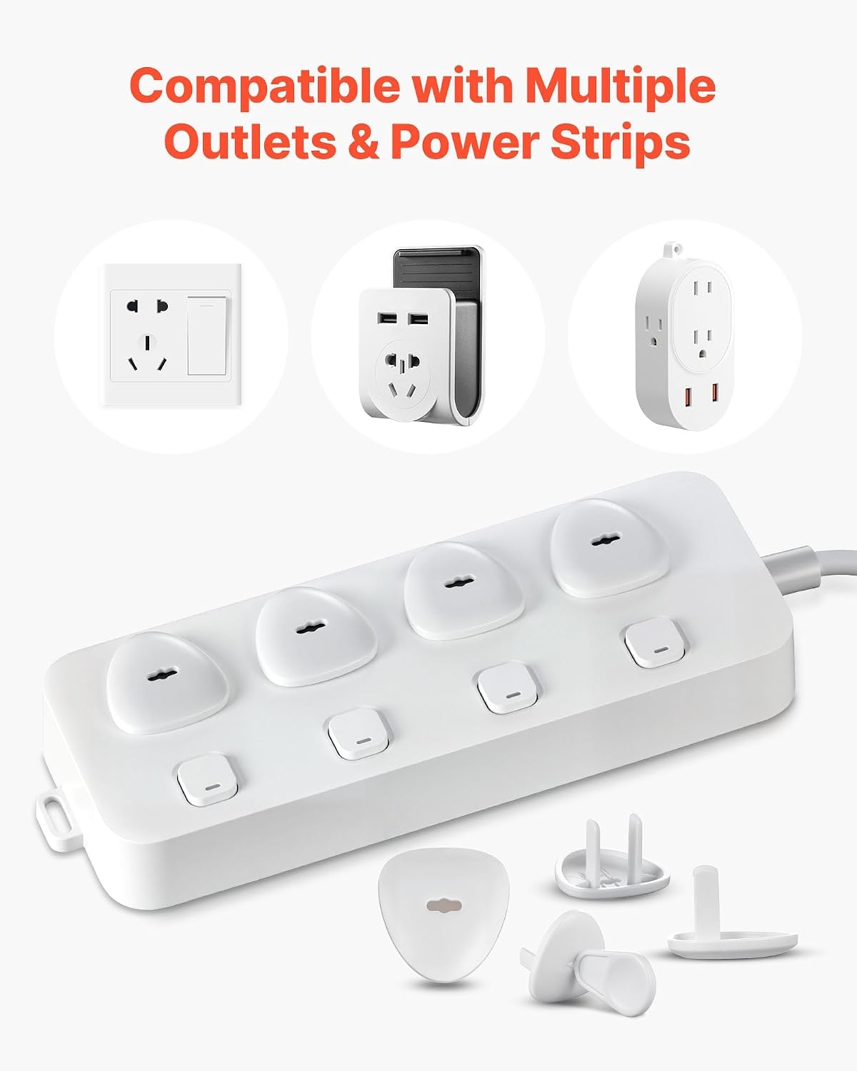 image:imageVEVOR Outlet Covers 70 Pack Plug Covers for Electrical Outlets Secure Electric Socket Protector Caps with Shock Prevention Easy Installation Insulated ABS for Home Wall Power Sockets White