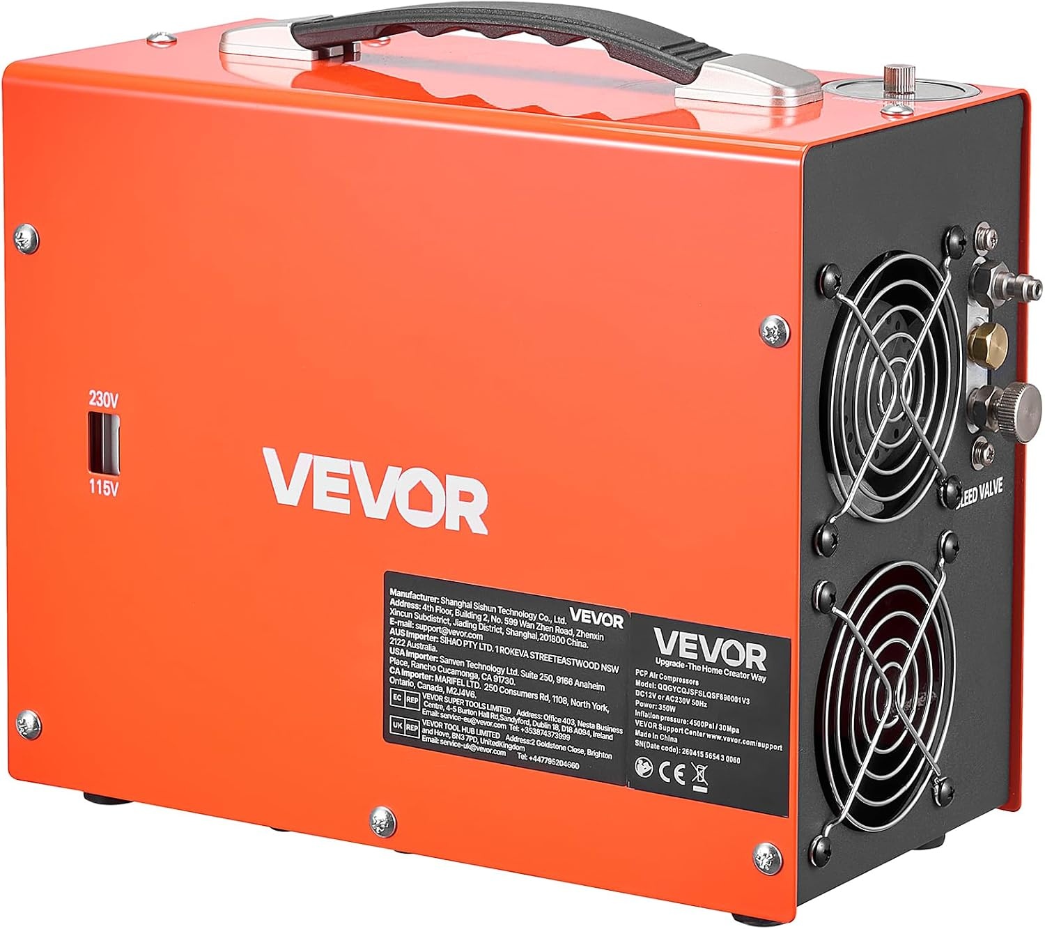 image:imageVEVOR PCP Air Compressor 4500PSI PCP Airgun Compressor amp Builtin Converter Auto Stop 350W DC12VAC120V Portable Paintball Tank Compressors for Air Rifle Scuba Diving Bottle