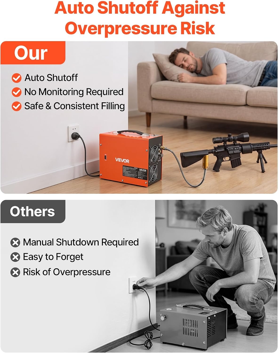 image:imageVEVOR PCP Air Compressor 4500PSI PCP Airgun Compressor amp Builtin Converter Auto Stop 350W DC12VAC120V Portable Paintball Tank Compressors for Air Rifle Scuba Diving Bottle