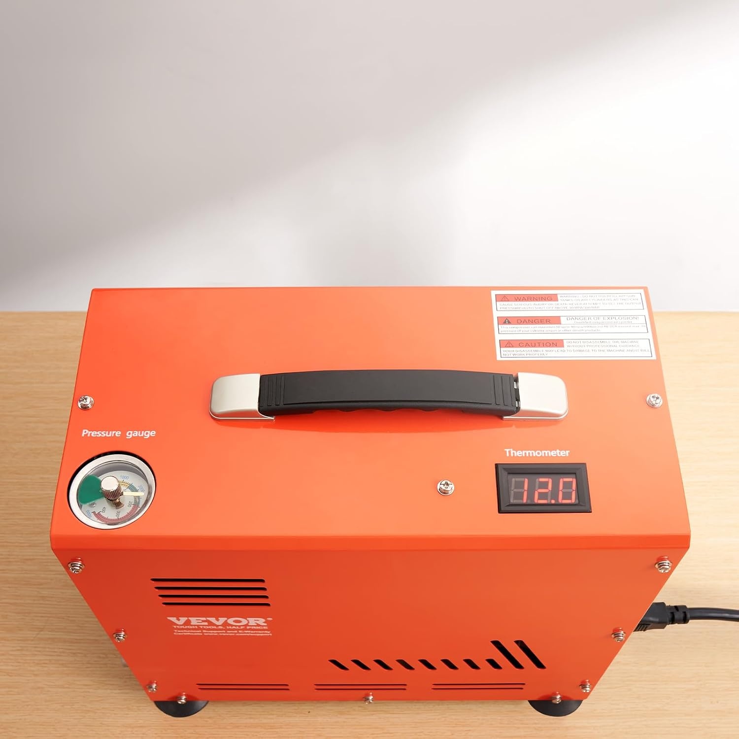 image:imageVEVOR PCP Air Compressor 4500PSI30Mpa Portable PCP Airgun Compressor with External Converter DC12V AC115V Oil amp WaterFree ManualStop Air Rifle Paintball and Scuba Tank Compressor Pump800W Auto Stop
