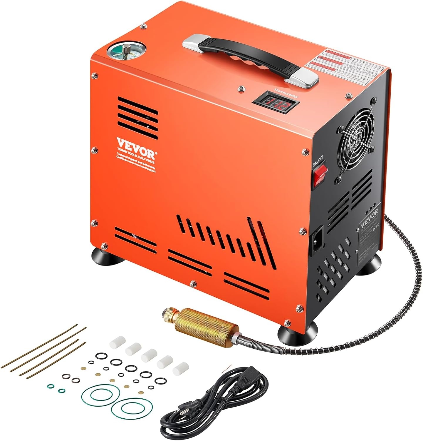 image:imageVEVOR PCP Air Compressor 4500PSI30Mpa Portable PCP Airgun Compressor with External Converter DC12V AC115V Oil amp WaterFree ManualStop Air Rifle Paintball and Scuba Tank Compressor Pump800W Auto Stop