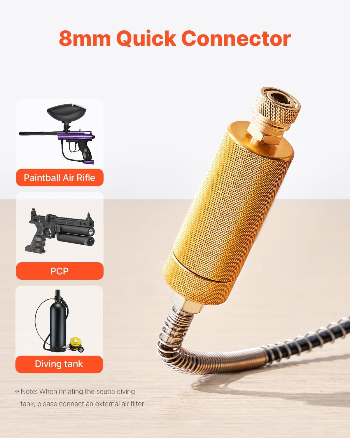 image:imageVEVOR PCP Air Compressor 4500PSI30Mpa Portable PCP Airgun Compressor with External Converter DC12V AC115V Oil amp WaterFree ManualStop Air Rifle Paintball and Scuba Tank Compressor Pump800W Auto Stop