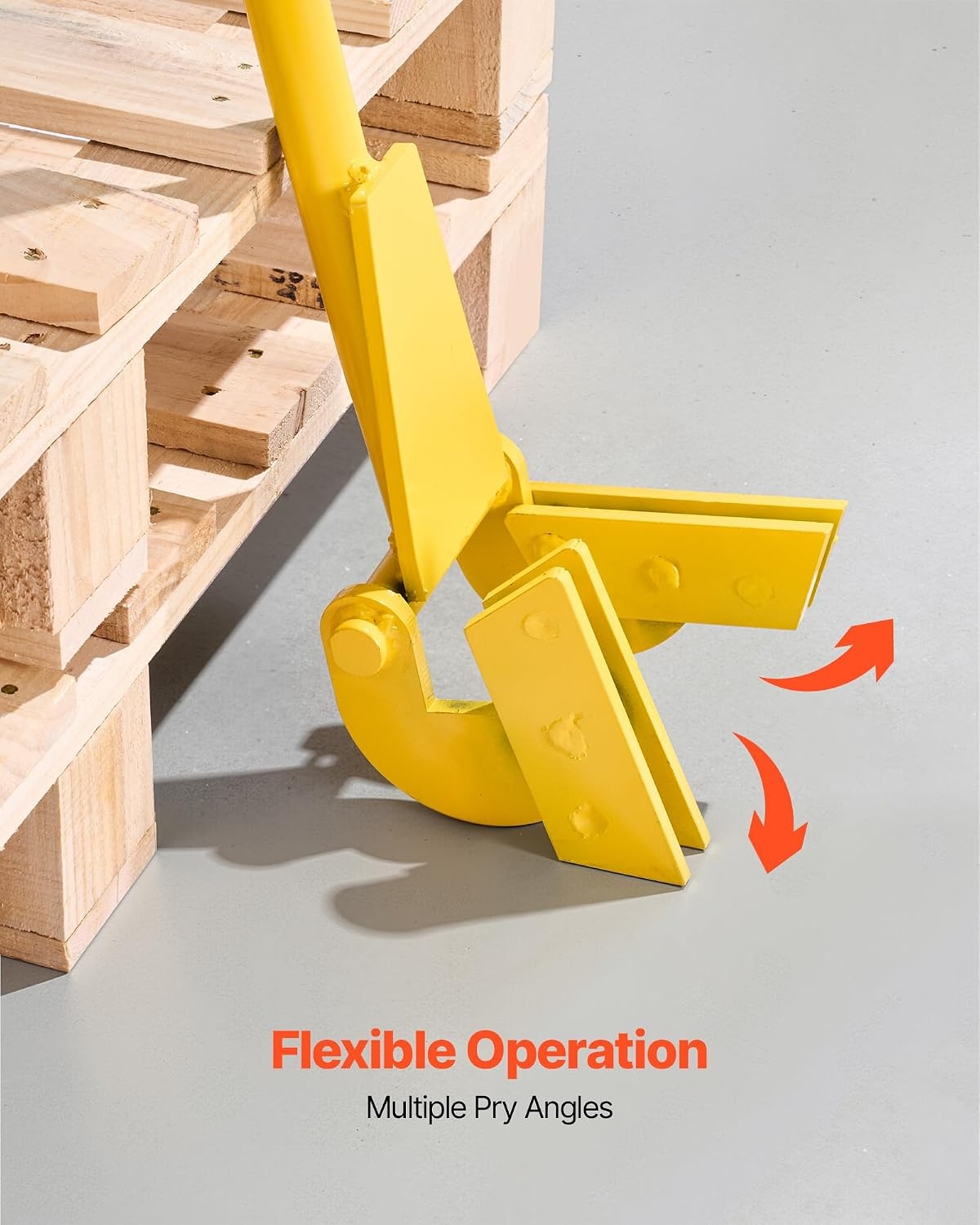 image:imageVEVOR Pallet Buster Too with 45 Carbon Steel Handle Heavy Duty Wrecking Pry Bar Articulating Head Deck Board Removal Tool for NonDamaging Wooden Pallet amp Deck Removal41 Long Handle