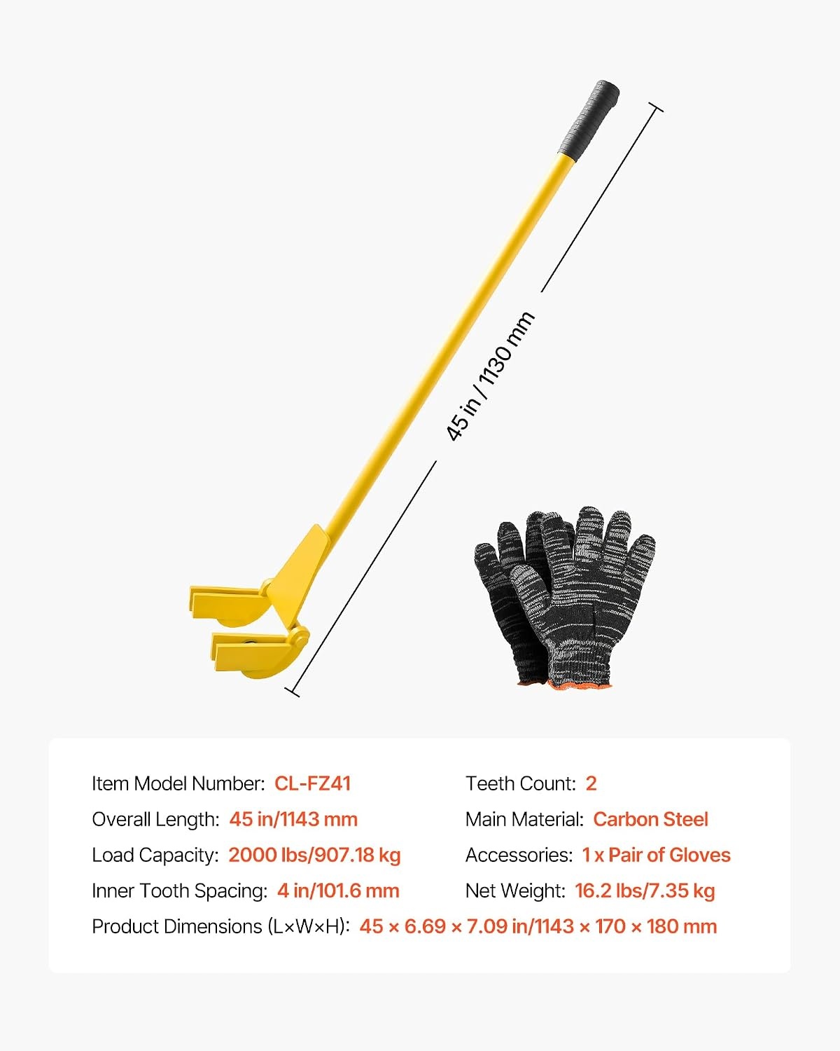 image:imageVEVOR Pallet Buster Too with 45 Carbon Steel Handle Heavy Duty Wrecking Pry Bar Articulating Head Deck Board Removal Tool for NonDamaging Wooden Pallet amp Deck Removal41 Long Handle