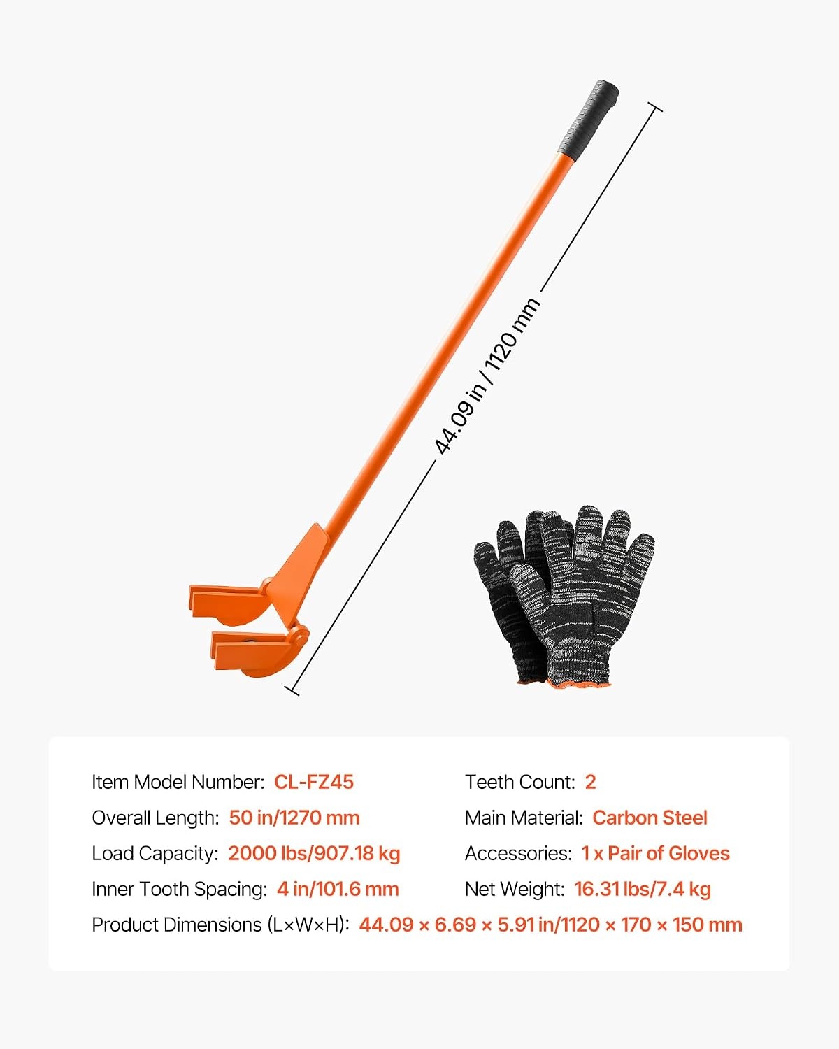 image:imageVEVOR Pallet Buster Too with 45 Carbon Steel Handle Heavy Duty Wrecking Pry Bar Articulating Head Deck Board Removal Tool for NonDamaging Wooden Pallet amp Deck Removal45 Long Handle
