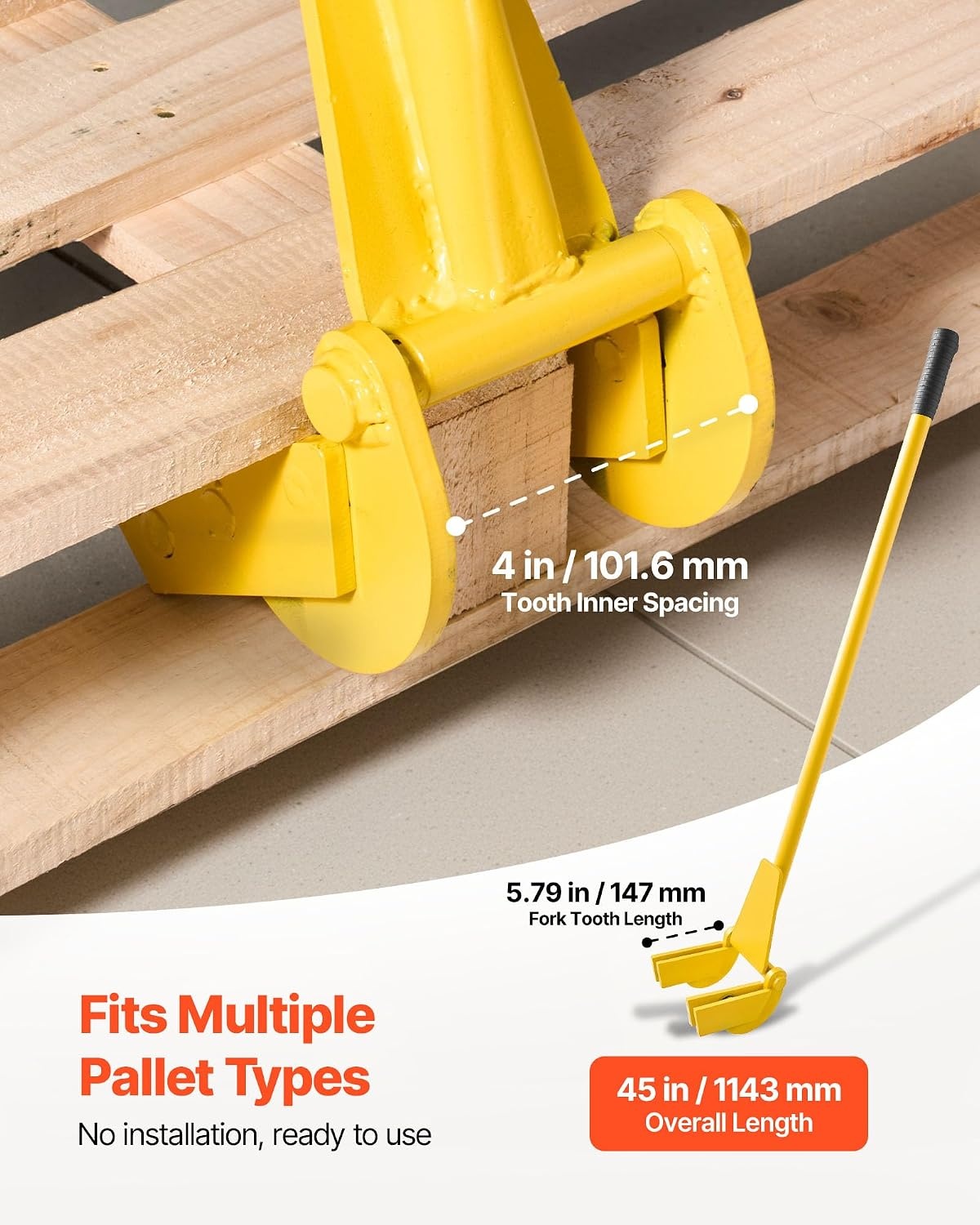 image:imageVEVOR Pallet Buster Too with 45 Carbon Steel Handle Heavy Duty Wrecking Pry Bar Articulating Head Deck Board Removal Tool for NonDamaging Wooden Pallet amp Deck Removal41 Long Handle