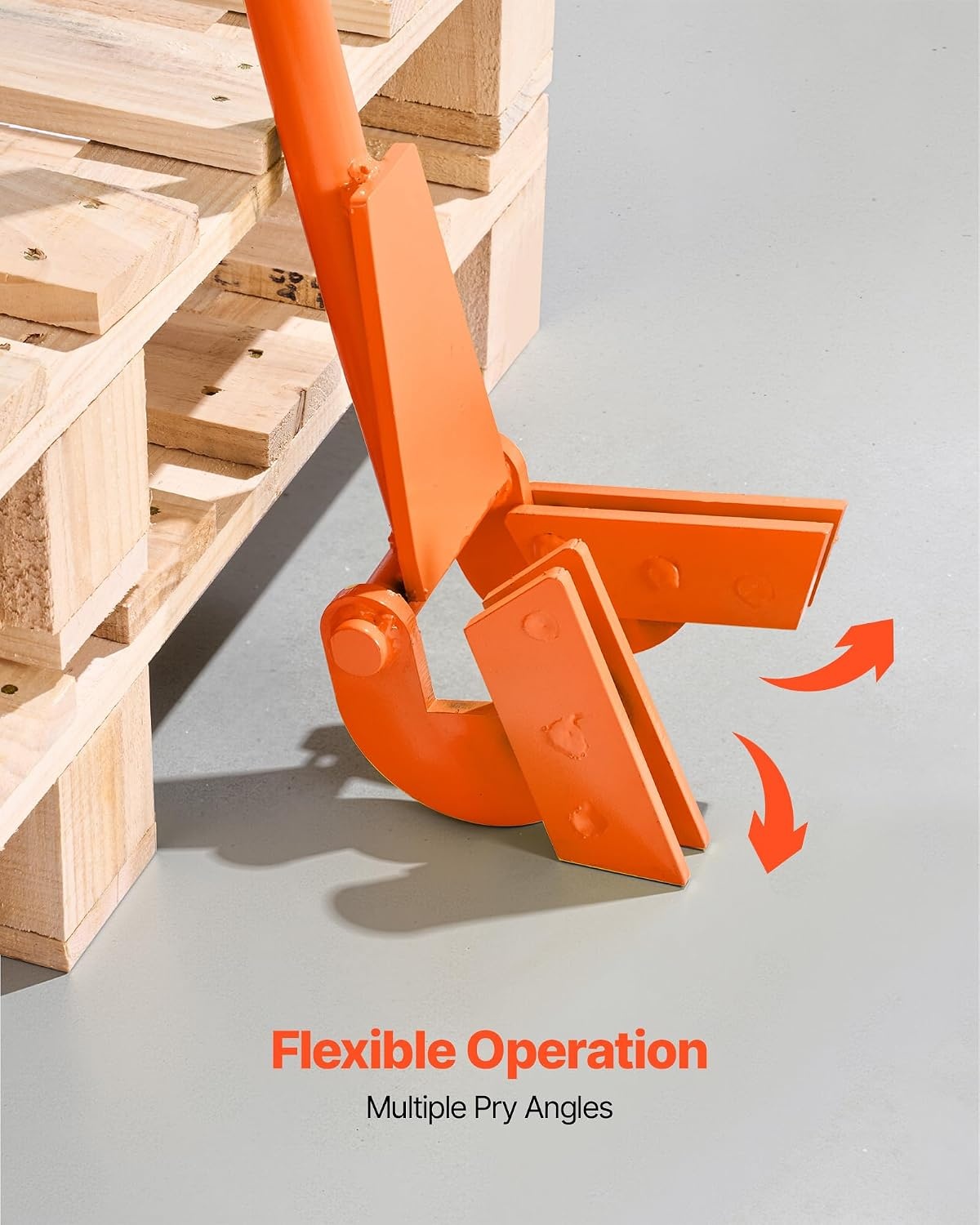 image:imageVEVOR Pallet Buster Too with 45 Carbon Steel Handle Heavy Duty Wrecking Pry Bar Articulating Head Deck Board Removal Tool for NonDamaging Wooden Pallet amp Deck Removal45 Long Handle