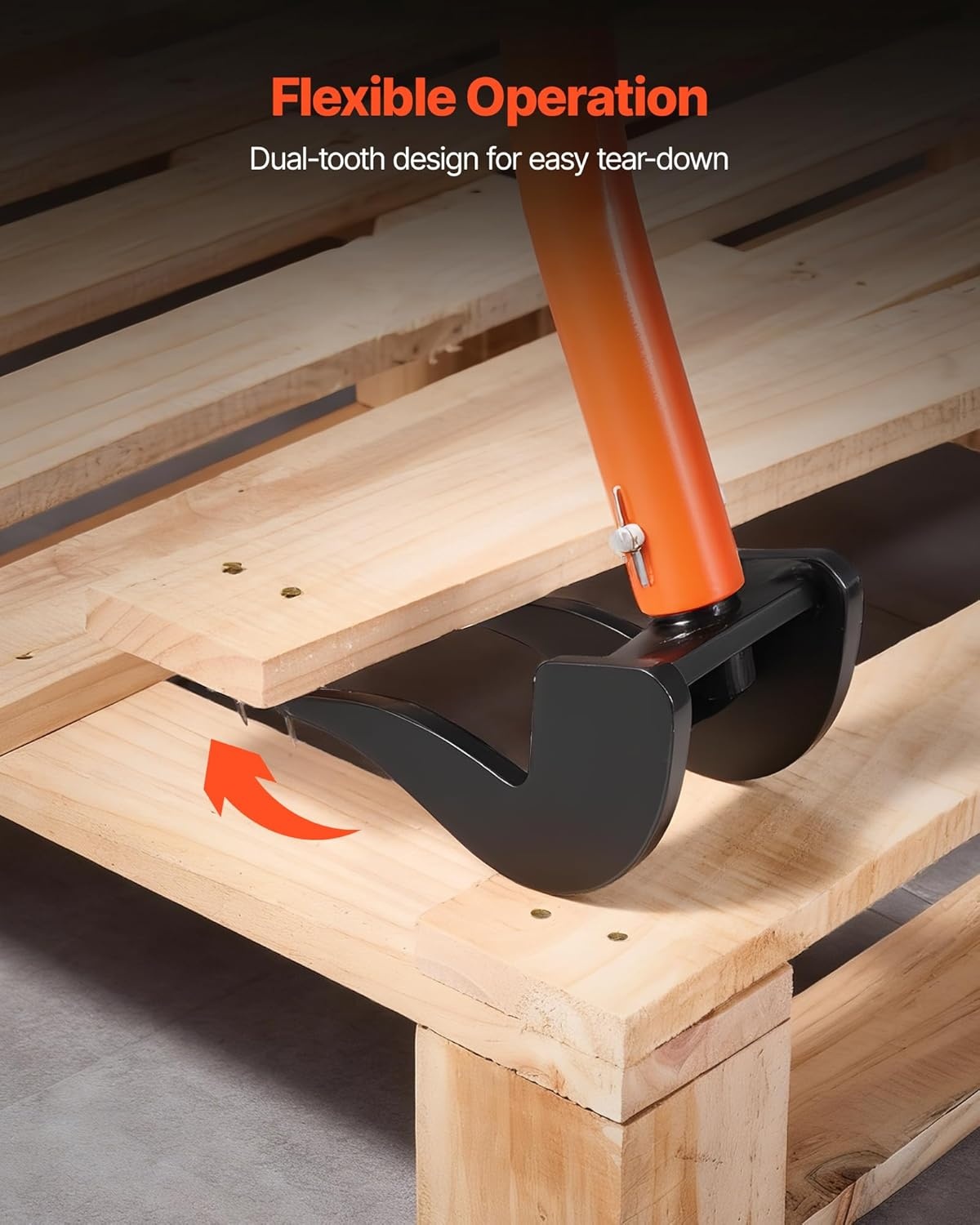 image:imageVEVOR Pallet Buster Tool with 50 Carbon Steel Handle Wrecking Pry Bar 2000 lbs Weight Capacity Heavy Duty Deck Board Removal Tool MultiPurpose Breaker for Efficient Removal Renovation54inch