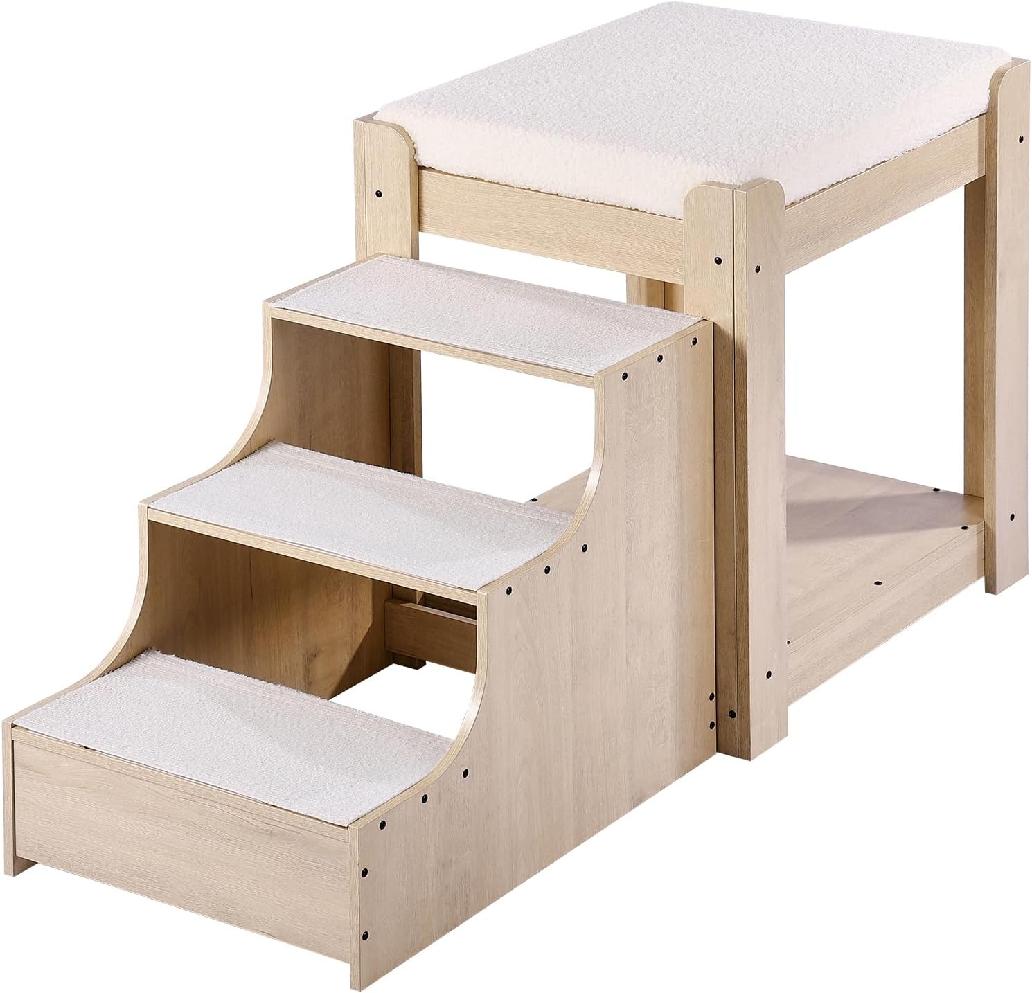 image:imageVEVOR Pet Bunk Bed with Removable Stairs DogCat Window Perch with Storage MultiLevel Bed Window Perch Dog Bedside Sleeper Couch Small Pet Seat Platform Indoor Use Rustic BrownBeige