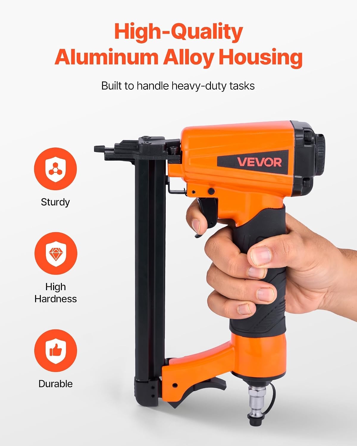 image:imageVEVOR Pneumatic Staple Gun 16 Gauge 716inch Medium Crown Pneumatic Stapler 1 to 2 Length 70120PSI Heavy Duty AirPowered Staple Gun for Roof Decking Wall Sheathing Fencing and Subflooringsmall