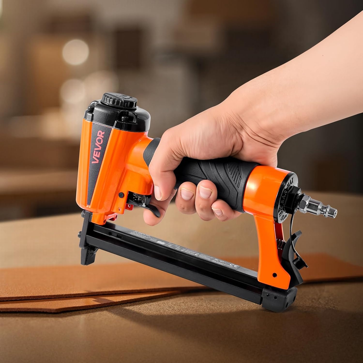 image:imageVEVOR Pneumatic Staple Gun 16 Gauge 716inch Medium Crown Pneumatic Stapler 1 to 2 Length 70120PSI Heavy Duty AirPowered Staple Gun for Roof Decking Wall Sheathing Fencing and Subflooringxsmall