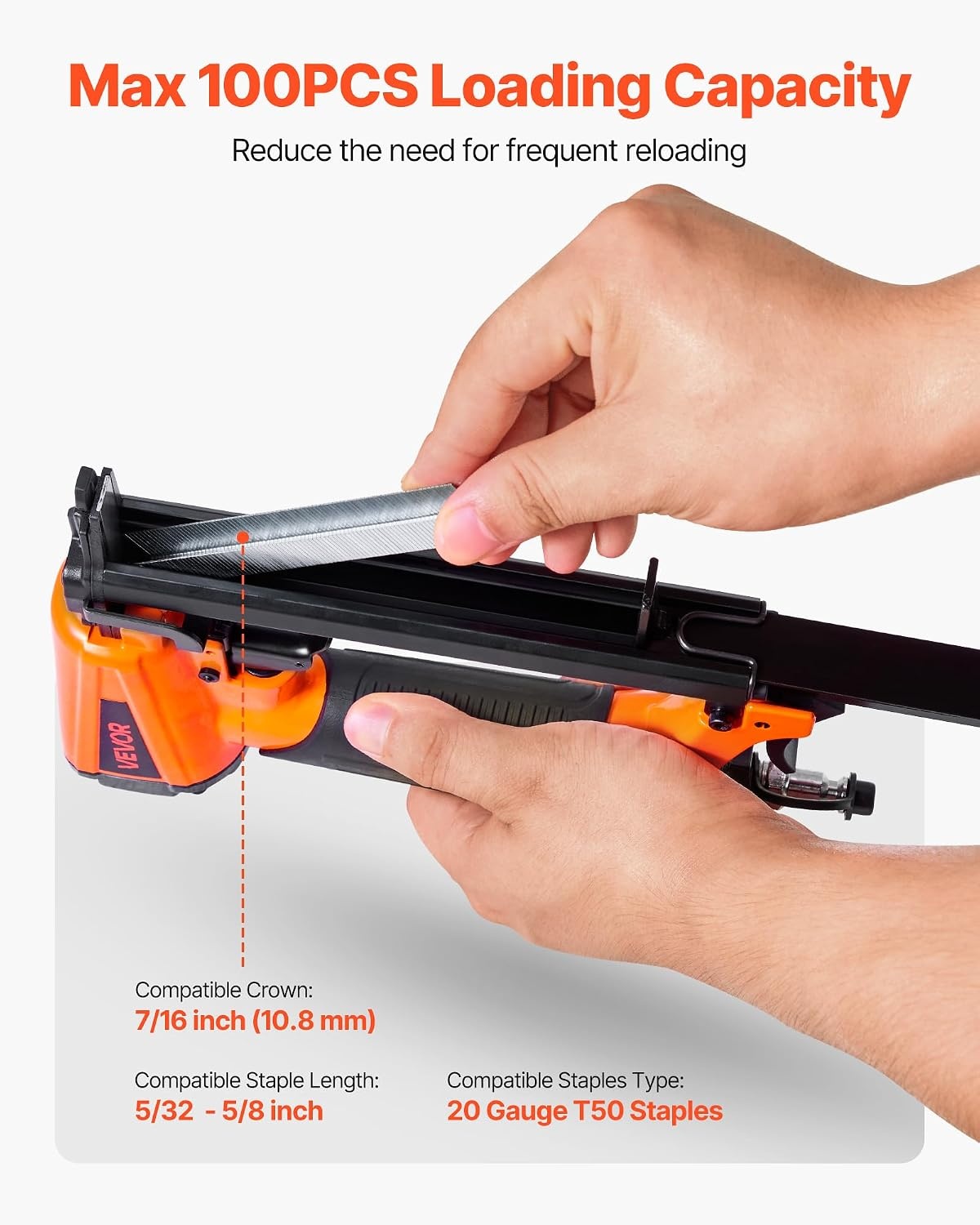 image:imageVEVOR Pneumatic Staple Gun 16 Gauge 716inch Medium Crown Pneumatic Stapler 1 to 2 Length 70120PSI Heavy Duty AirPowered Staple Gun for Roof Decking Wall Sheathing Fencing and Subflooringsmall