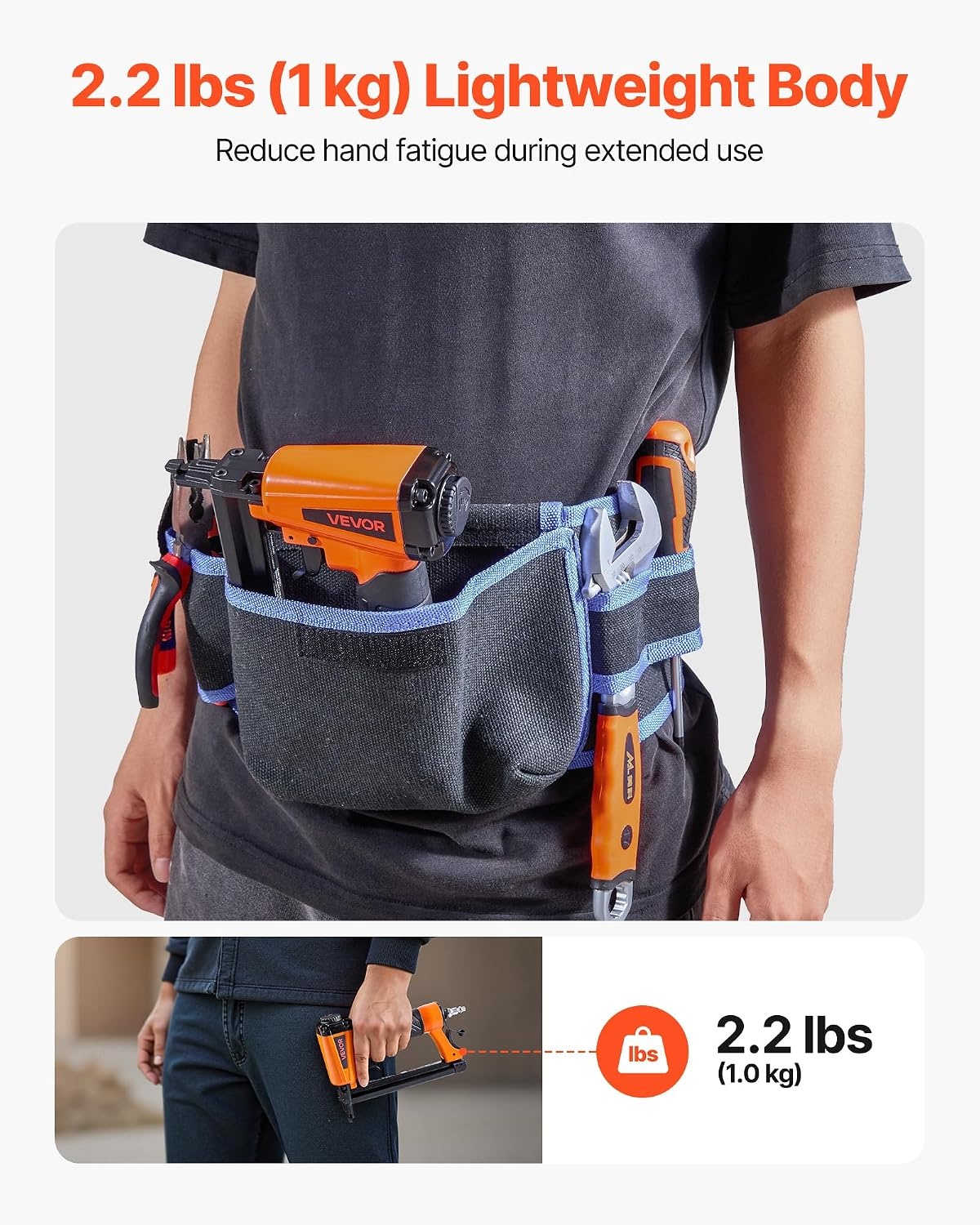 image:imageVEVOR Pneumatic Staple Gun 16 Gauge 716inch Medium Crown Pneumatic Stapler 1 to 2 Length 70120PSI Heavy Duty AirPowered Staple Gun for Roof Decking Wall Sheathing Fencing and Subflooringsmall