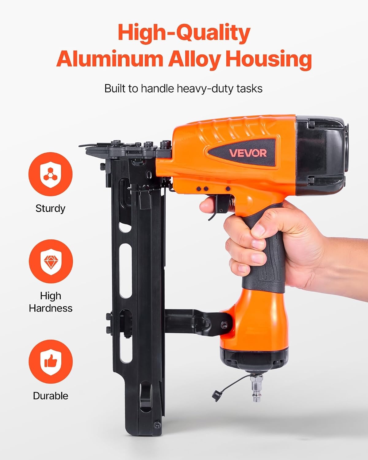 image:imageVEVOR Pneumatic Staple Gun 16 Gauge 716inch Medium Crown Pneumatic Stapler 1 to 2 Length 70120PSI Heavy Duty AirPowered Staple Gun for Roof Decking Wall Sheathing Fencing and Subflooringlarge