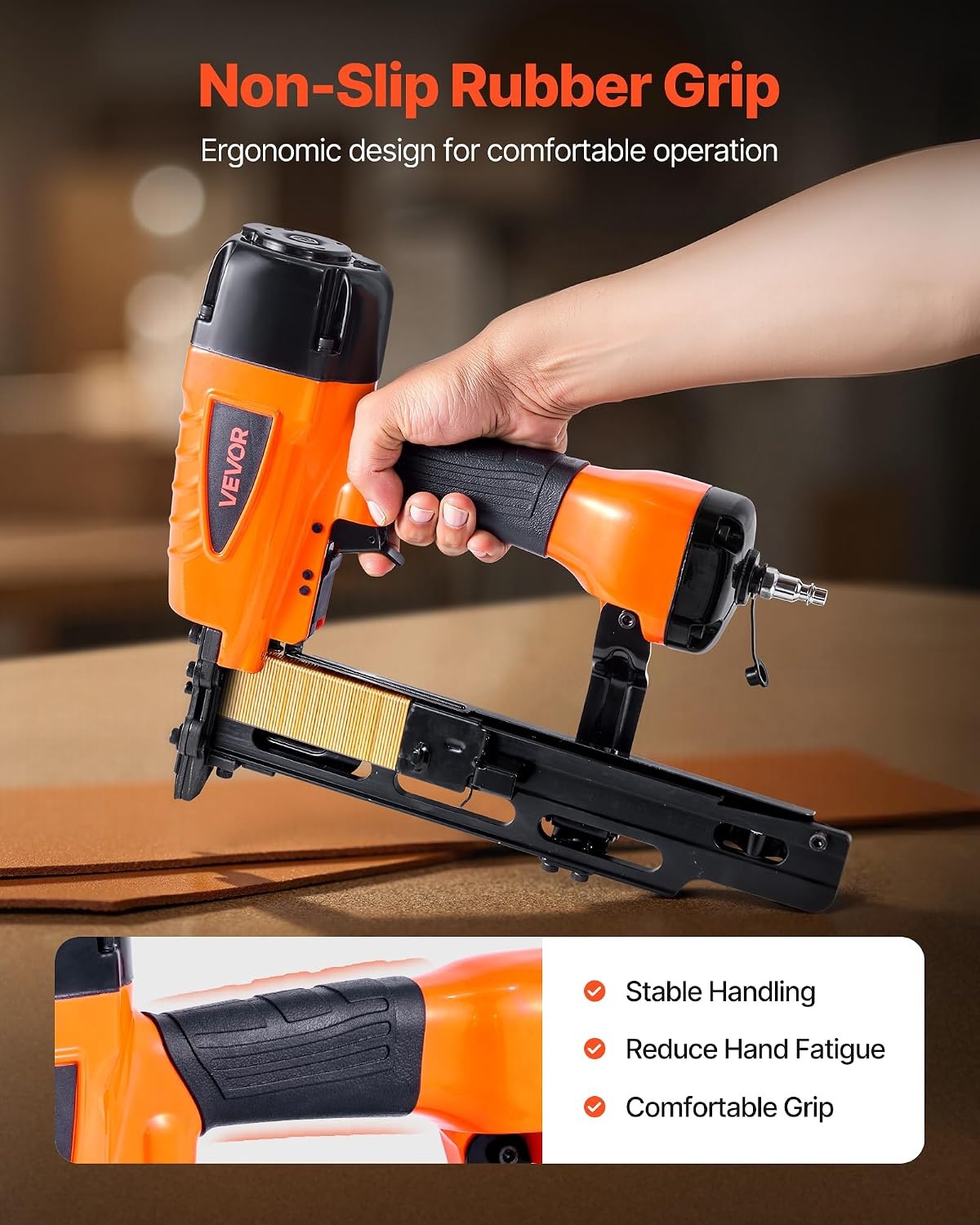 image:imageVEVOR Pneumatic Staple Gun 16 Gauge 716inch Medium Crown Pneumatic Stapler 1 to 2 Length 70120PSI Heavy Duty AirPowered Staple Gun for Roof Decking Wall Sheathing Fencing and Subflooringlarge