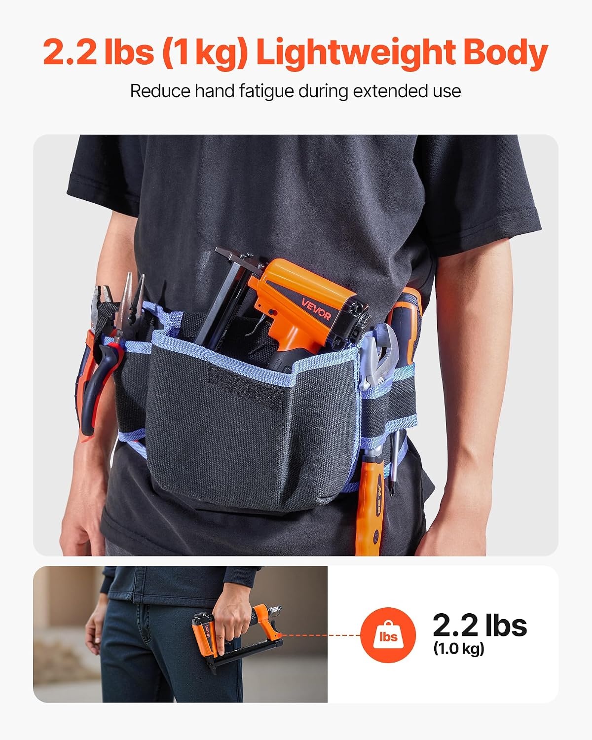 image:imageVEVOR Pneumatic Staple Gun 16 Gauge 716inch Medium Crown Pneumatic Stapler 1 to 2 Length 70120PSI Heavy Duty AirPowered Staple Gun for Roof Decking Wall Sheathing Fencing and Subflooringxsmall