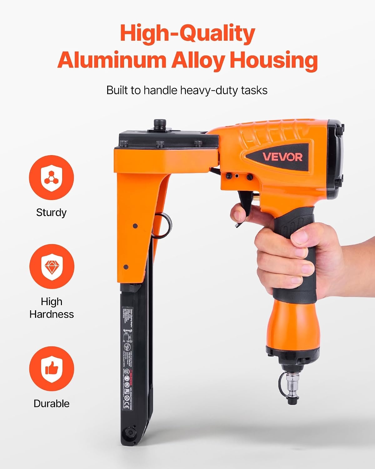 image:imageVEVOR Pneumatic Staple Gun 16 Gauge 716inch Medium Crown Pneumatic Stapler 1 to 2 Length 70120PSI Heavy Duty AirPowered Staple Gun for Roof Decking Wall Sheathing Fencing and Subflooringxlarge