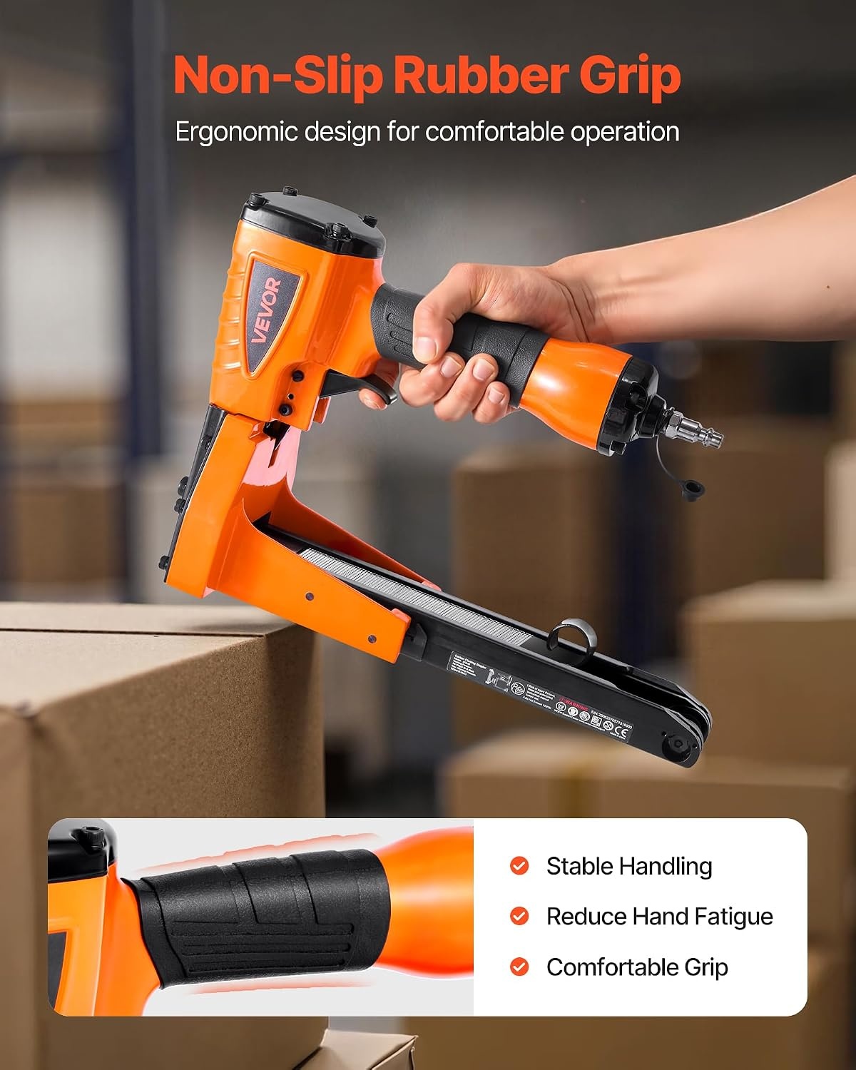 image:imageVEVOR Pneumatic Staple Gun 16 Gauge 716inch Medium Crown Pneumatic Stapler 1 to 2 Length 70120PSI Heavy Duty AirPowered Staple Gun for Roof Decking Wall Sheathing Fencing and Subflooringxlarge