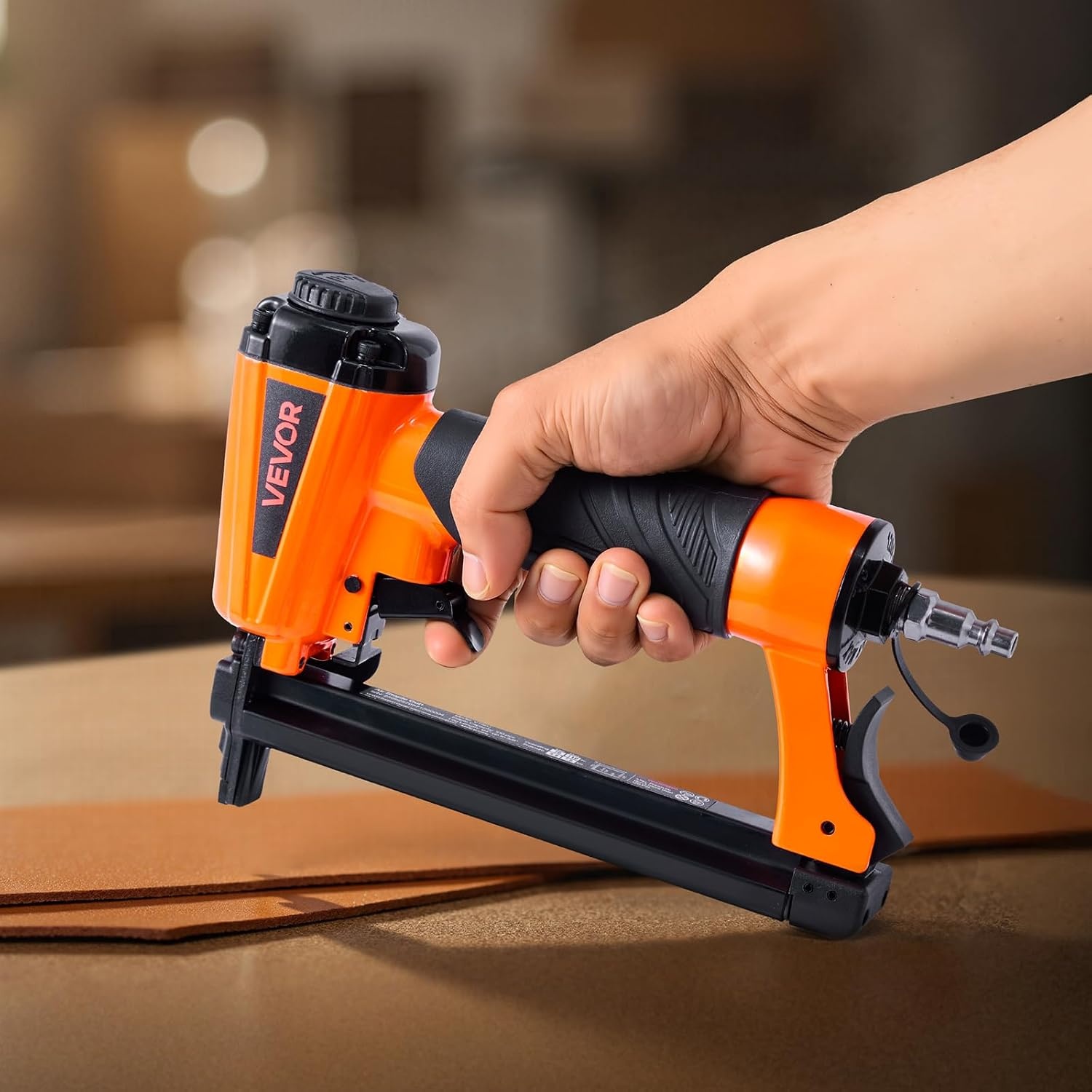 image:imageVEVOR Pneumatic Staple Gun 16 Gauge 716inch Medium Crown Pneumatic Stapler 1 to 2 Length 70120PSI Heavy Duty AirPowered Staple Gun for Roof Decking Wall Sheathing Fencing and Subflooringsmall