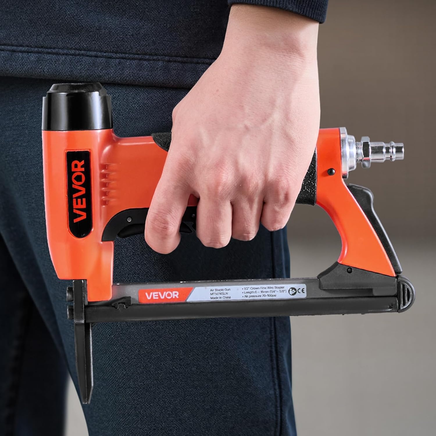 image:imageVEVOR Pneumatic Staple Gun 20 Gauge LongNose Upholstery Stapler for 50 Series Fine Wire Staples 12inch Crown 1458 Length Max 110PCS Loading Air Staple Gun for Upholstering Woodworking DIY