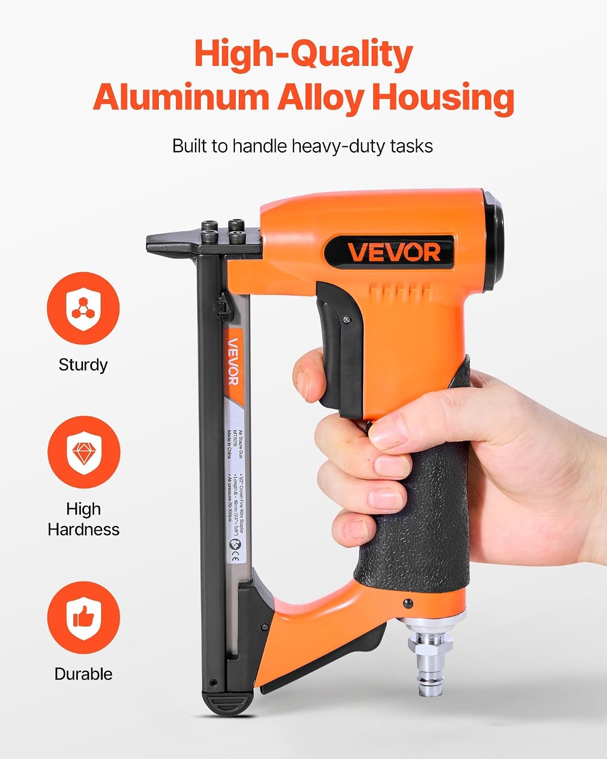 image:imageVEVOR Pneumatic Staple Gun 21 Gauge Air Upholstery Stapler for 80 Series Fine Wire Staples 12 Crown 1458 Length Max 150PCS Loading Air Staple Gun for Upholstering Woodworking DIY Projects