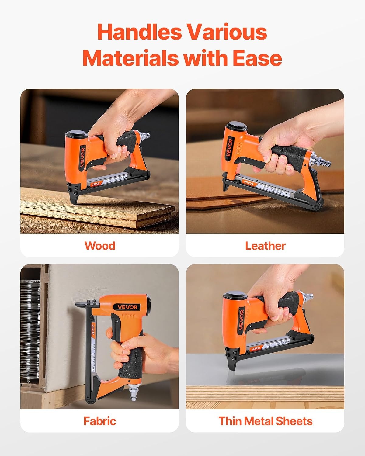 image:imageVEVOR Pneumatic Staple Gun 21 Gauge Air Upholstery Stapler for 80 Series Fine Wire Staples 12 Crown 1458 Length Max 150PCS Loading Air Staple Gun for Upholstering Woodworking DIY Projects