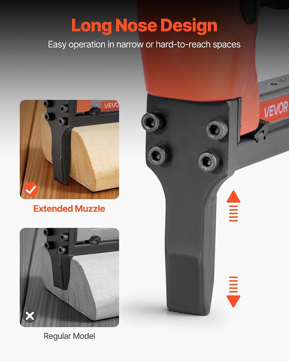 image:imageVEVOR Pneumatic Staple Gun 21 Gauge LongNose Upholstery Stapler for 80 Series Fine Wire Staples 12inch Crown 1458 Length Max 150PCS Loading Air Staple Gun for Upholstering Woodworking DIY