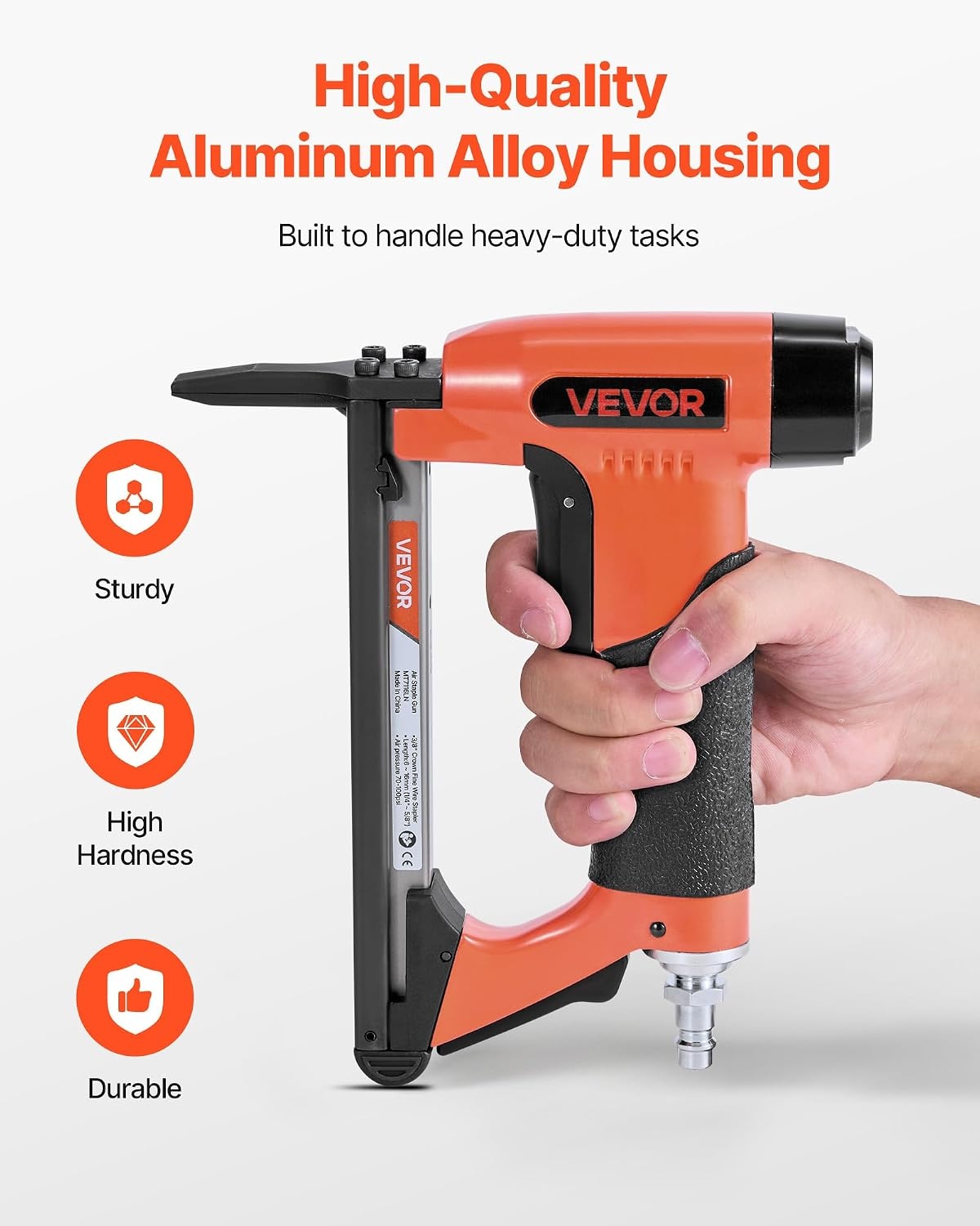 image:imageVEVOR Pneumatic Staple Gun 22 Gauge LongNose Upholstery Stapler for 71 Series Fine Wire Staples 38inch Crown 1458 Length Max 180PCS Loading Air Staple Gun for Upholstering Woodworking DIY