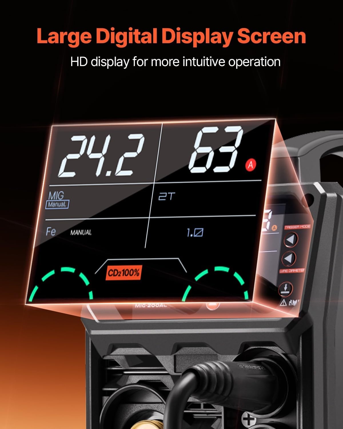 image:imageVEVOR Pro MIG Welder 250A Pluse Mig Welding Machine 5in1 Synergic Welder Machine MIG PluseGas MIGFlux Core MIGStickLift TIG 110V220V Dual Voltage Aluminum Mig Welder with LCD Screen Display200 A