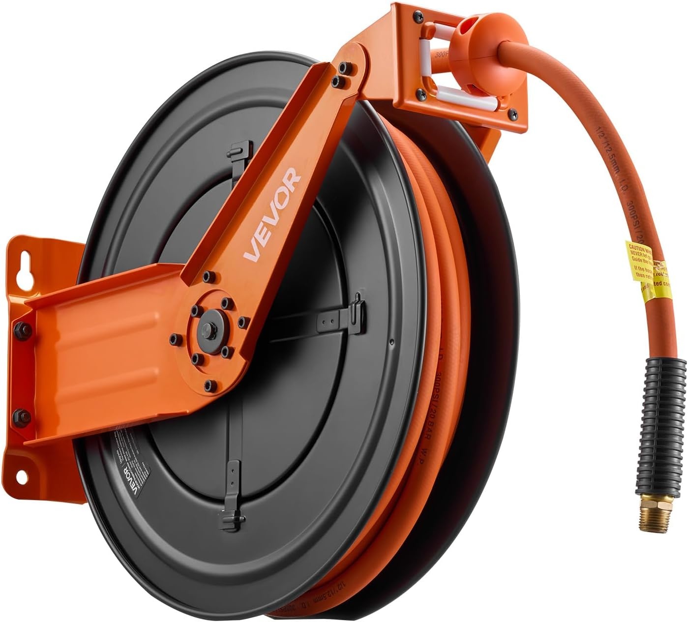 image:imageVEVOR Retractable Air Hose Reel 12 IN x 50 FT Hybrid Air Hose Max 300PSI Air Compressor Hose Reel AutoRewind with 5FT Lead in CeilingWall Mount Heavy Duty Single Arm Steel Reel 12 NPT FittingDouble Arm