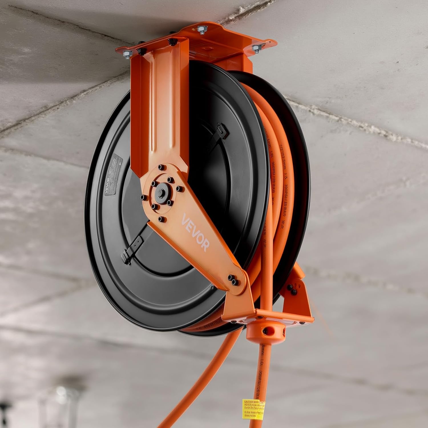 image:imageVEVOR Retractable Air Hose Reel 12 IN x 50 FT Hybrid Air Hose Max 300PSI Air Compressor Hose Reel AutoRewind with 5FT Lead in CeilingWall Mount Heavy Duty Single Arm Steel Reel 12 NPT FittingDouble Arm