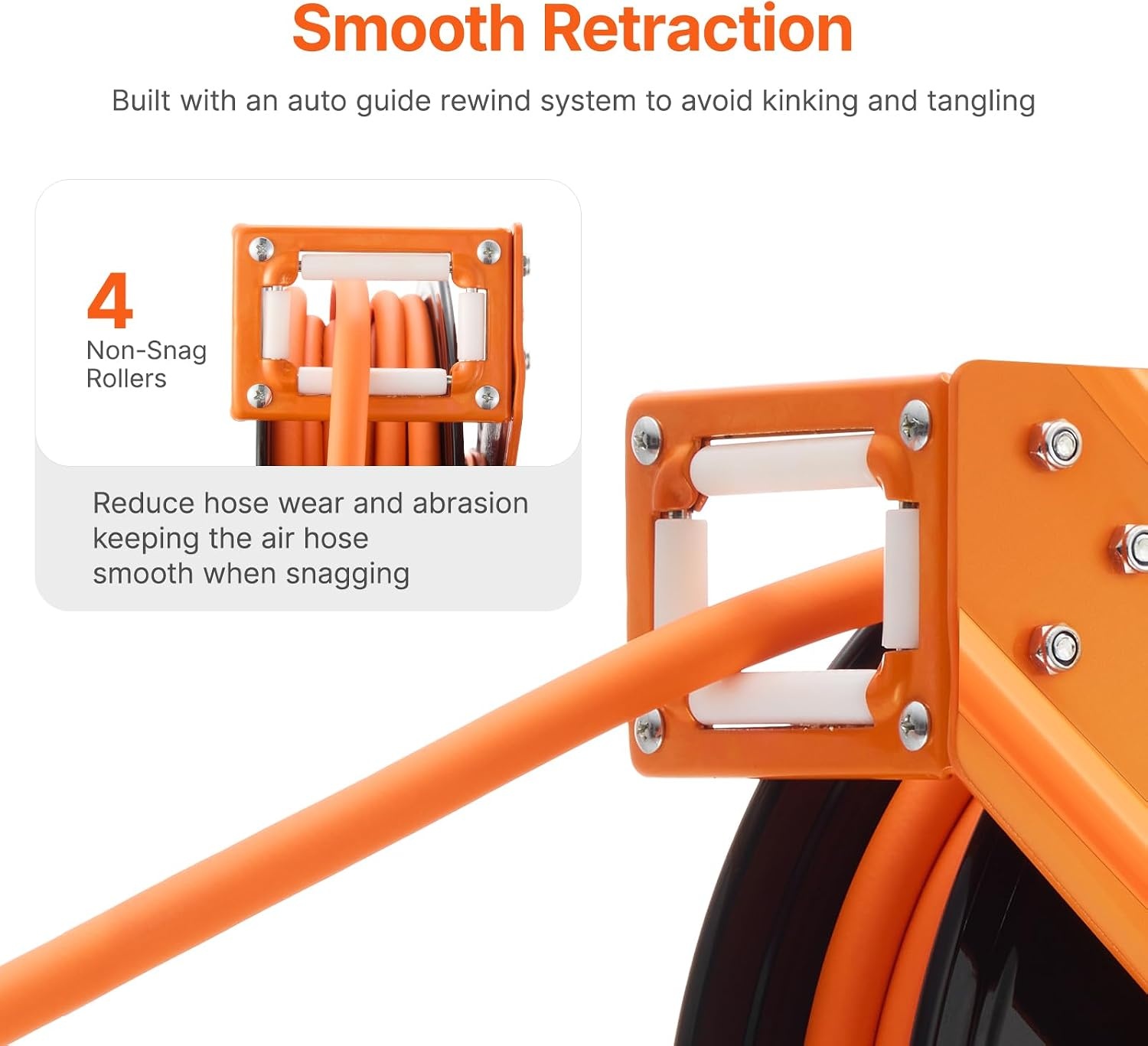 image:imageVEVOR Retractable Air Hose Reel 12 Inch x 65 FT Rubber Air Hose Max 300PSI Auto Rewind AirCompressor Hoses Reel with 5 ft Lead in CeilingWall Mount for Garage Workshops38IN x 50FT