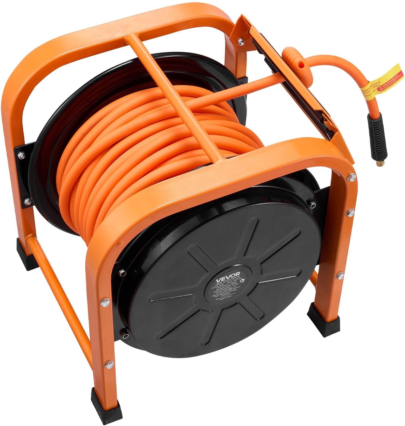 image:imageVEVOR Retractable Air Hose Reel 38 Inch x 100 FT Hybrid Air Hose Max 300PSI Auto Rewind AirCompressor Hoses Reel with 5ft Lead in Portable Freestanding Heavy Duty Steel Reel for Garages Workshops