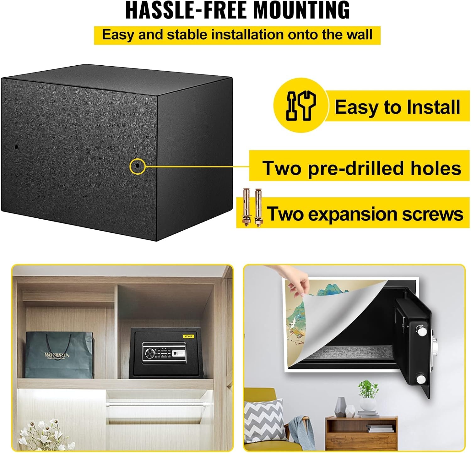 image:imageVEVOR Safe Box 21 CUFT Fingerprint Safe Box for Money w 2 Keys amp Digital Keypad Q235 Steel Fireproof Safe Box for Storing Cash Jewelry Pistols Documents Watches in Home amp Office amp Hotel08 cubic feet