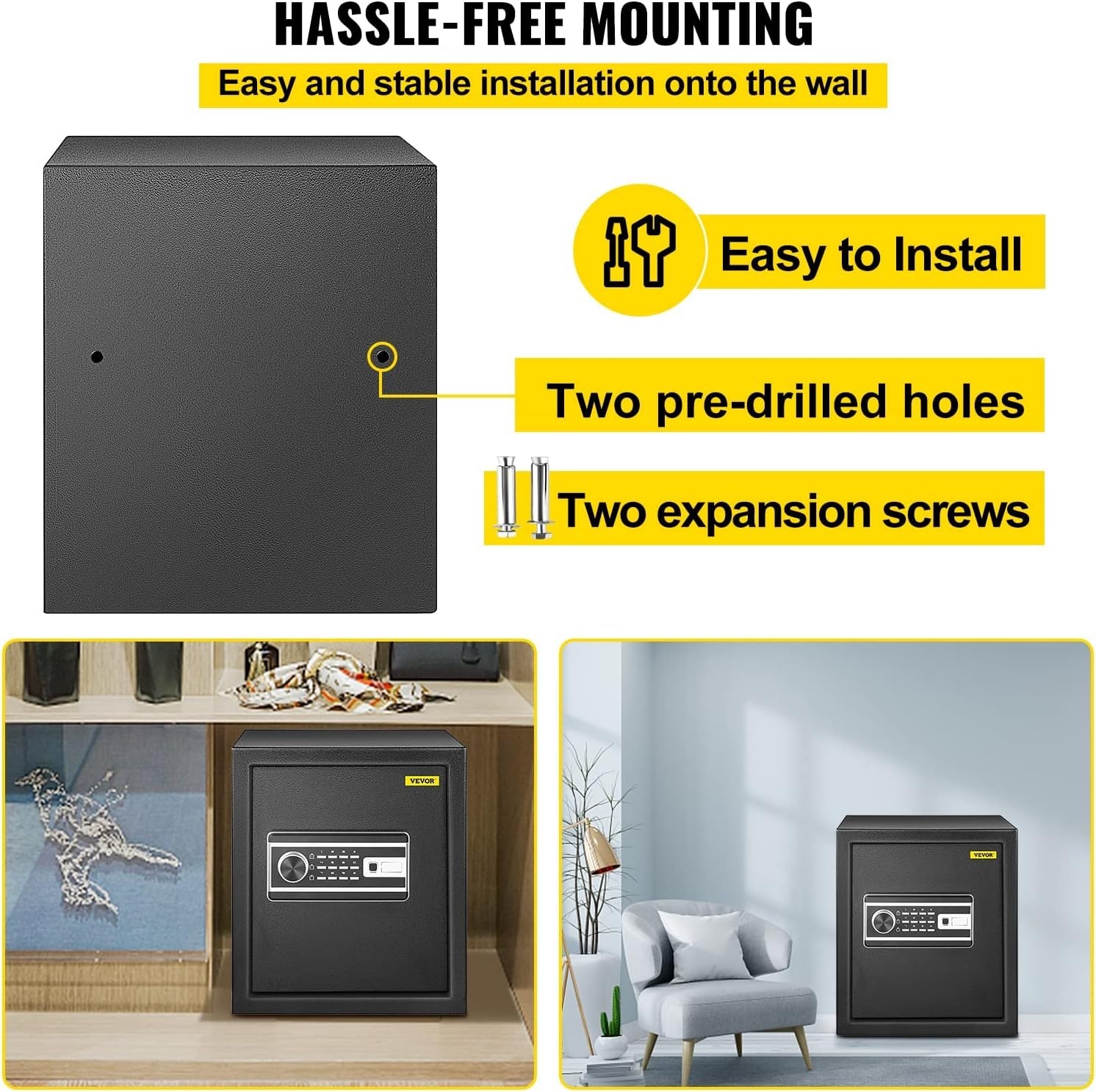 image:imageVEVOR Safe Box 21 CUFT Fingerprint Safe Box for Money w 2 Keys amp Digital Keypad Q235 Steel Fireproof Safe Box for Storing Cash Jewelry Pistols Documents Watches in Home amp Office amp Hotel17 cubic feet