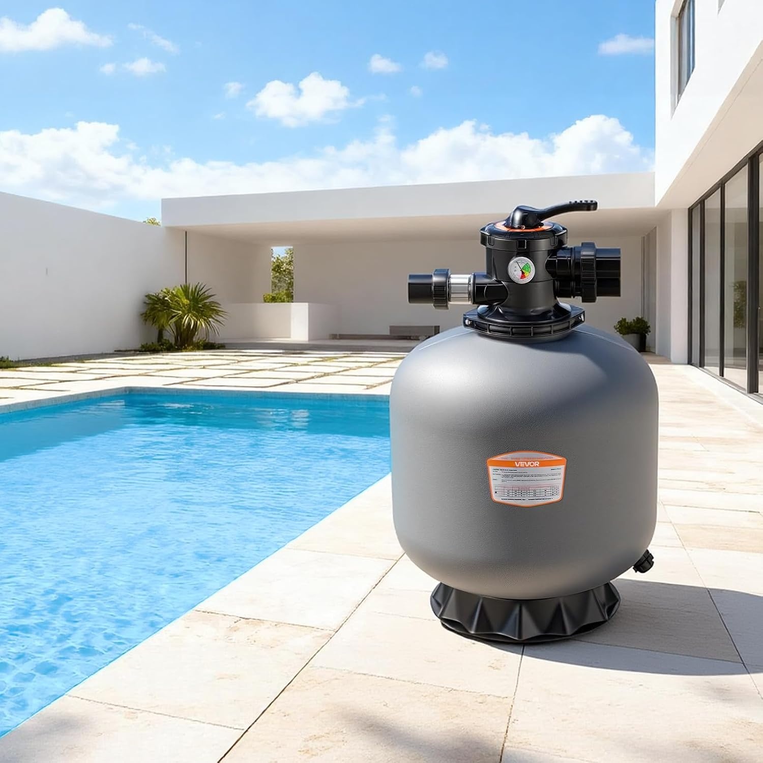 image:imageVEVOR Sand Filter 24Inch 65 GPM Above Inground Swimming Pool Sand Filter System with 7Way MultiPort Valve Backwash Rinse Recirculate Waste Winter Closed Modes for Above In Ground Pools24Inch  65 GPM