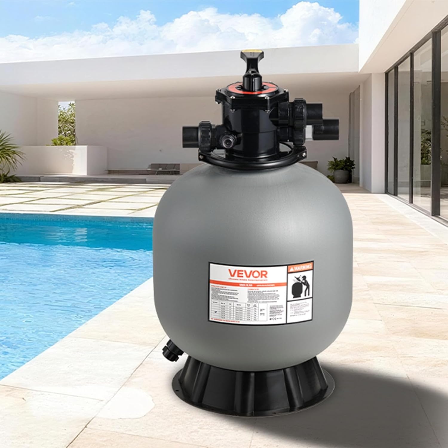 image:imageVEVOR Sand Filter 24Inch 65 GPM Above Inground Swimming Pool Sand Filter System with 7Way MultiPort Valve Backwash Rinse Recirculate Waste Winter Closed Modes for Above In Ground Pools20Inch  50 GPM