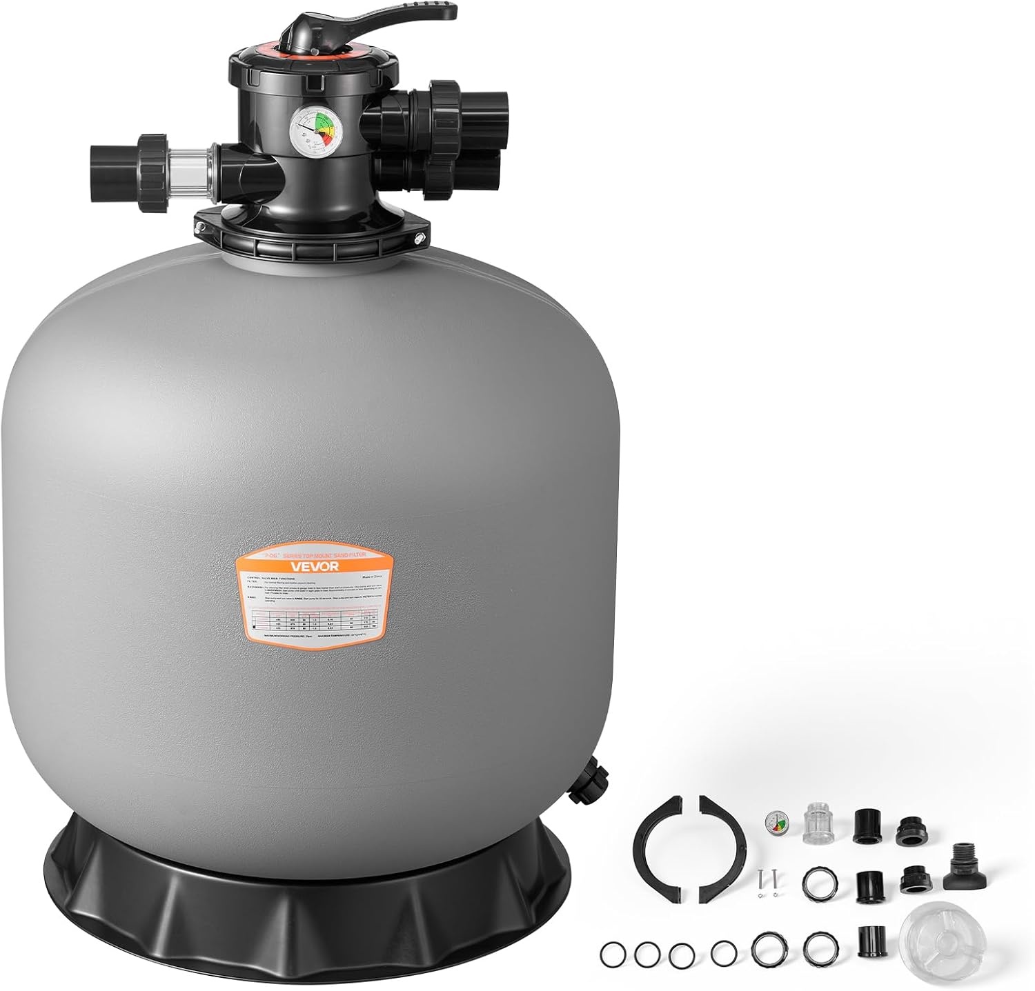 image:imageVEVOR Sand Filter 24Inch 65 GPM Above Inground Swimming Pool Sand Filter System with 7Way MultiPort Valve Backwash Rinse Recirculate Waste Winter Closed Modes for Above In Ground Pools24Inch  65 GPM