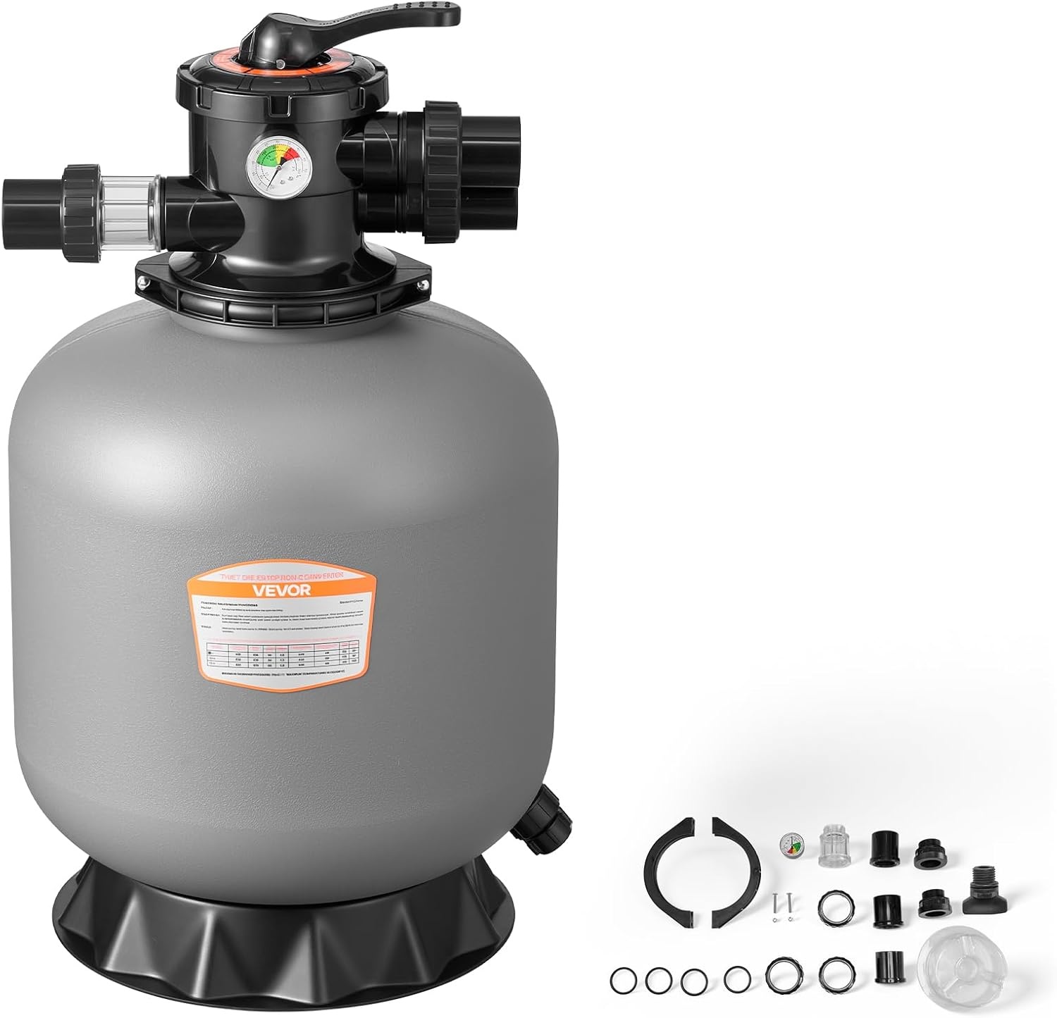 image:imageVEVOR Sand Filter 24Inch 65 GPM Above Inground Swimming Pool Sand Filter System with 7Way MultiPort Valve Backwash Rinse Recirculate Waste Winter Closed Modes for Above In Ground Pools18Inch  40 GPM