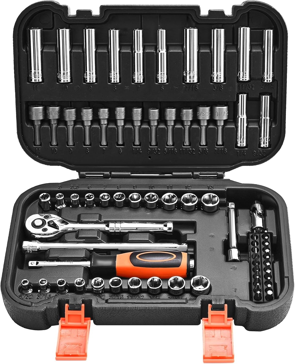 image:imageVEVOR Socket Set 76 Pieces 38 inch Drive Socket and Ratchet Set SAE and Metric Deep and Shallow Mechanic Tool Kit with Accessories and Storage Case CRV Alloy Steel for Automotive Repair14