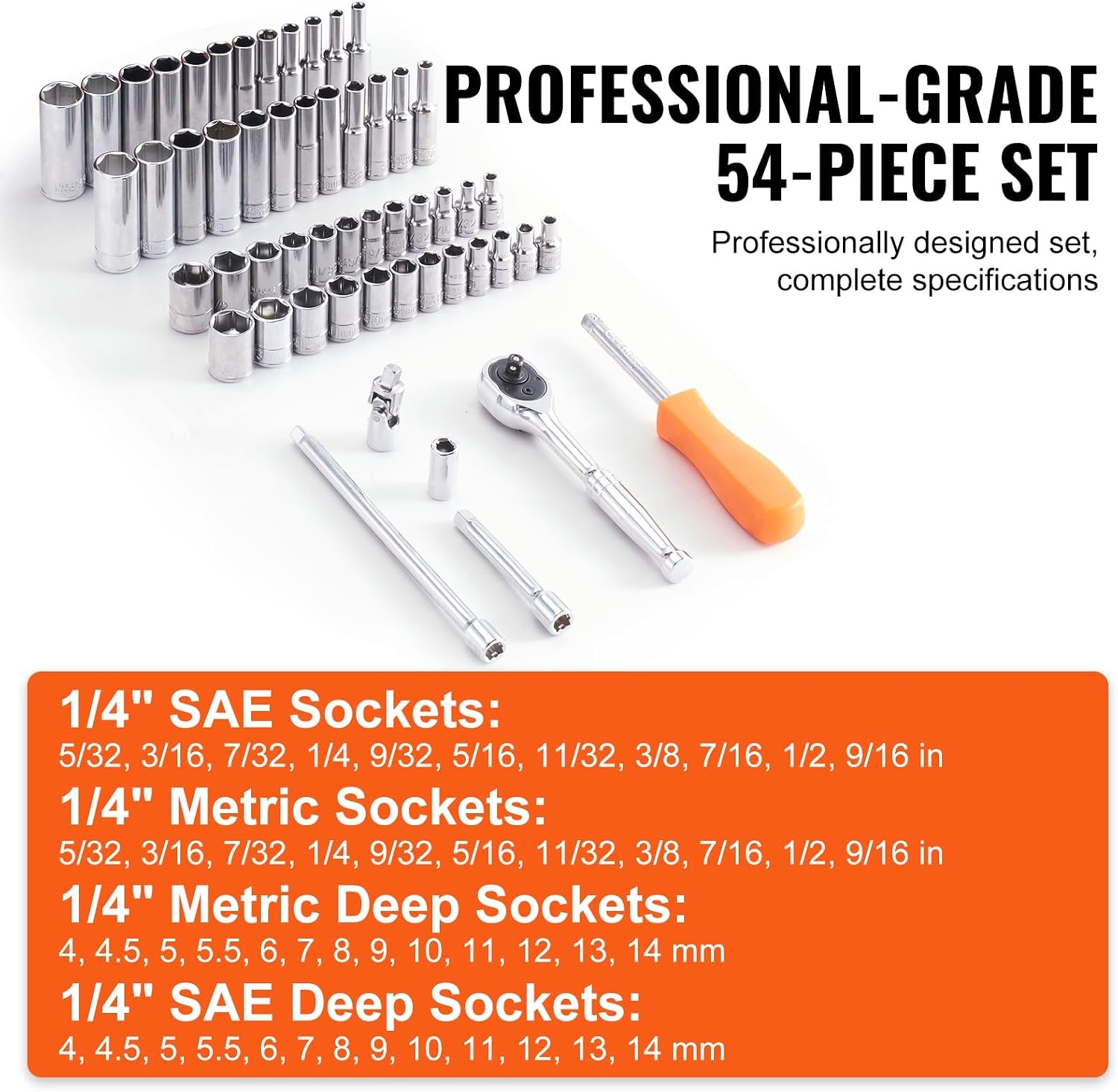 image:imageVEVOR Socket Set 76 Pieces 38 inch Drive Socket and Ratchet Set SAE and Metric Deep and Shallow Mechanic Tool Kit with Accessories and Storage Case CRV Alloy Steel for Automotive Repair14