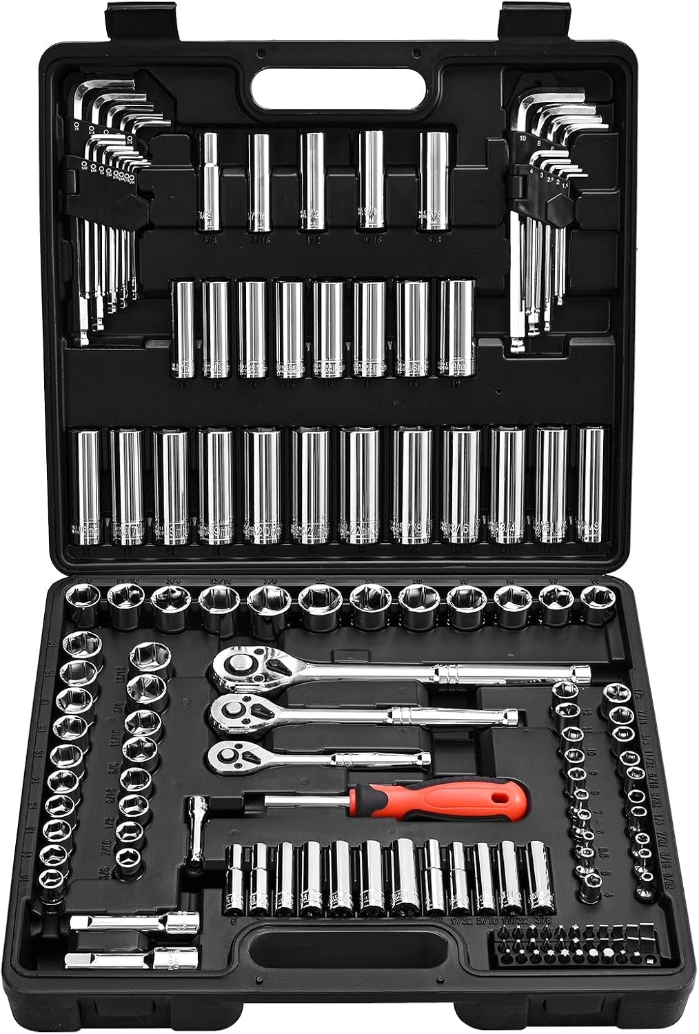 image:imageVEVOR Socket Set 76 Pieces 38 inch Drive Socket and Ratchet Set SAE and Metric Deep and Shallow Mechanic Tool Kit with Accessories and Storage Case CRV Alloy Steel for Automotive Repair143812